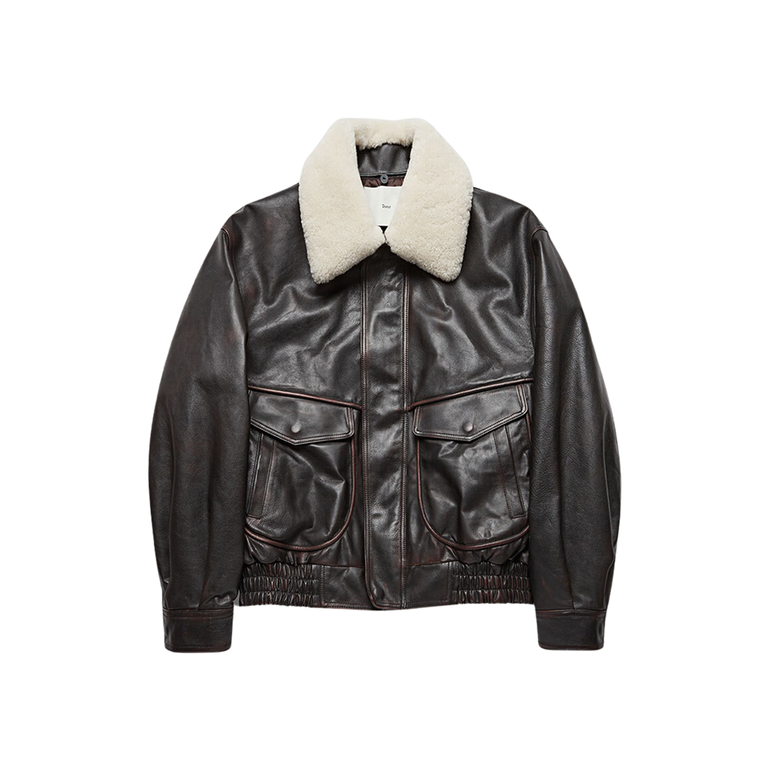 Dunst Detachable Shearling Collared Leather Blouson Brown 상세 이미지 1