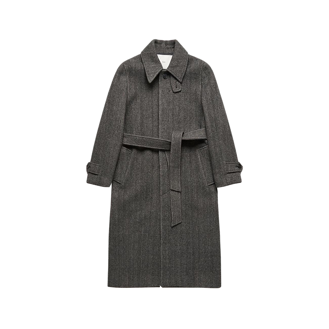 Dunst Belted Wool Mac Coat Charcoal Herringbone 상세 이미지 1