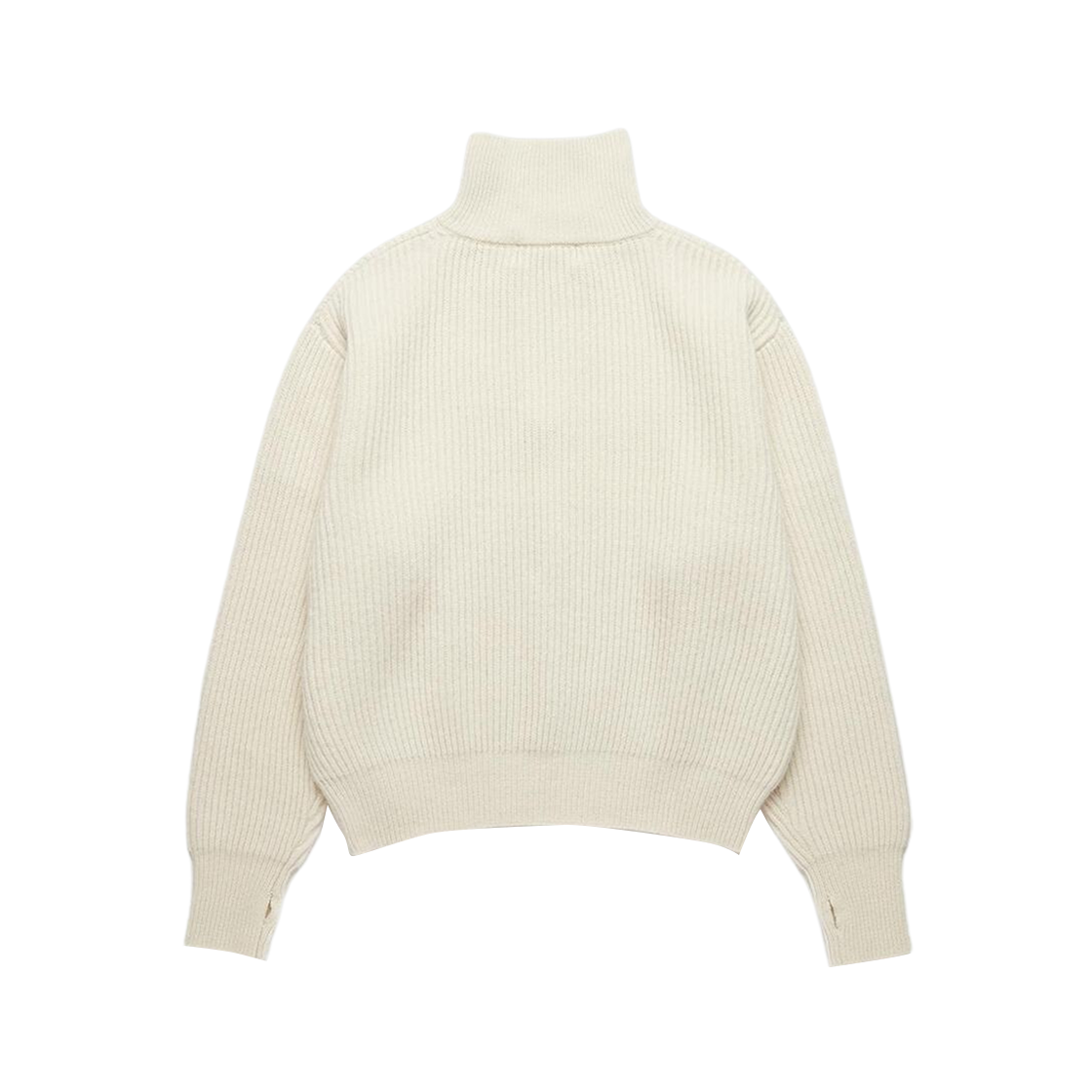 Dunst Half Zip-Up Ribbed Wool Sweater Cream 상세 이미지 2