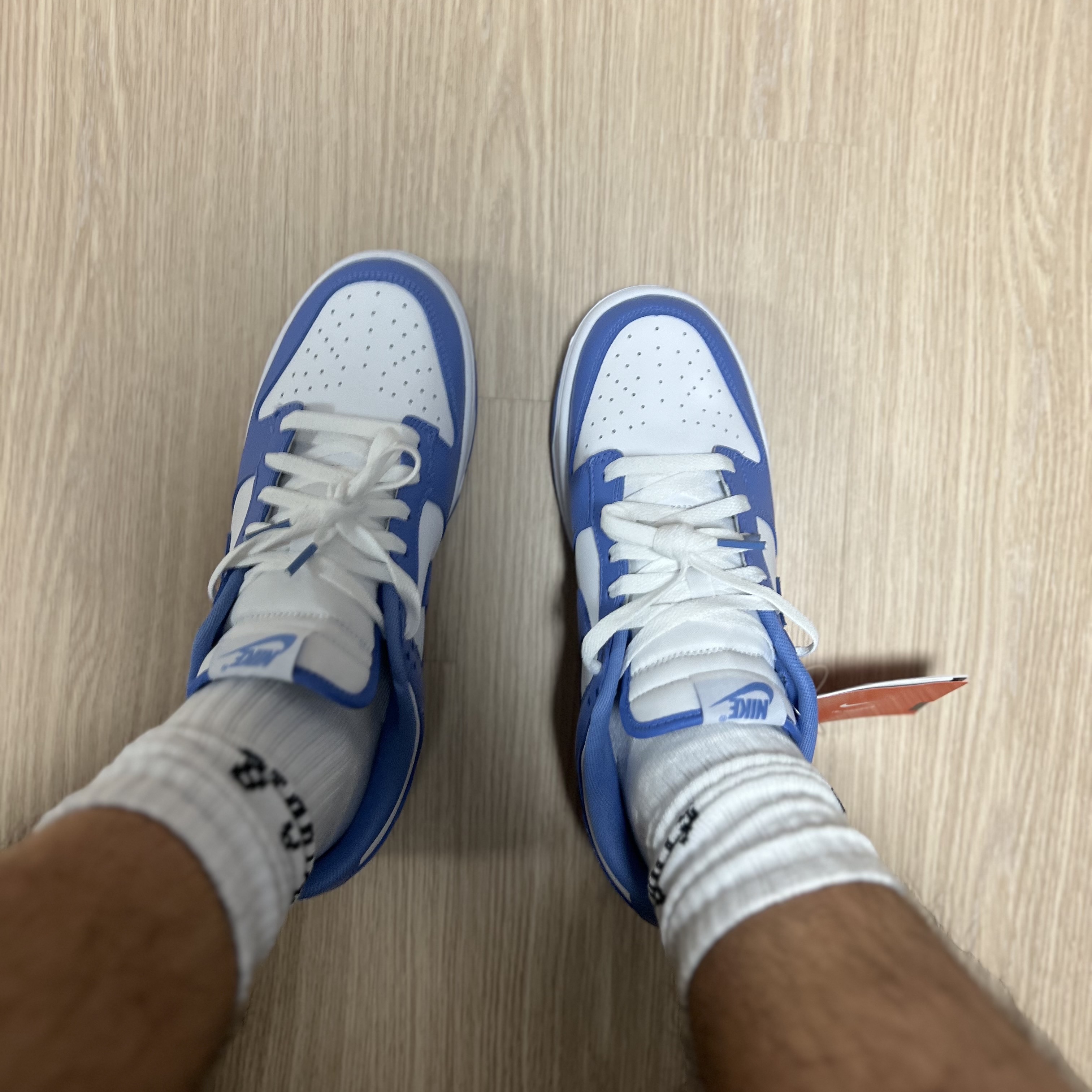 Nike Dunk Low Retro White Polar Blue, IAB Studio Socks White (5 Pack) 착용 스타일