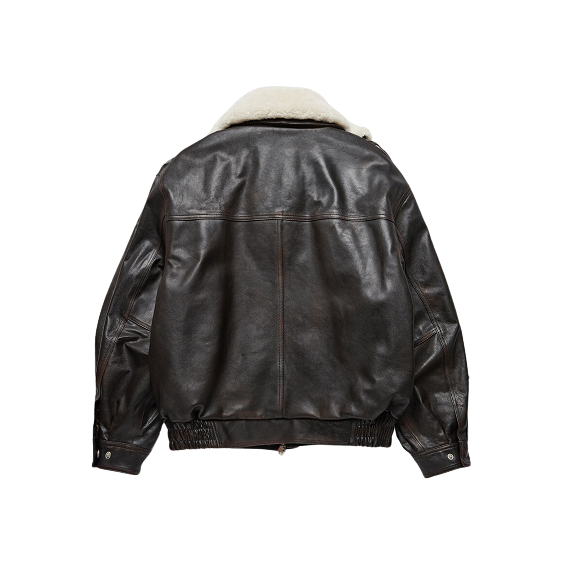 Dunst Detachable Shearling Collared Leather Blouson Brown 상세 이미지 3