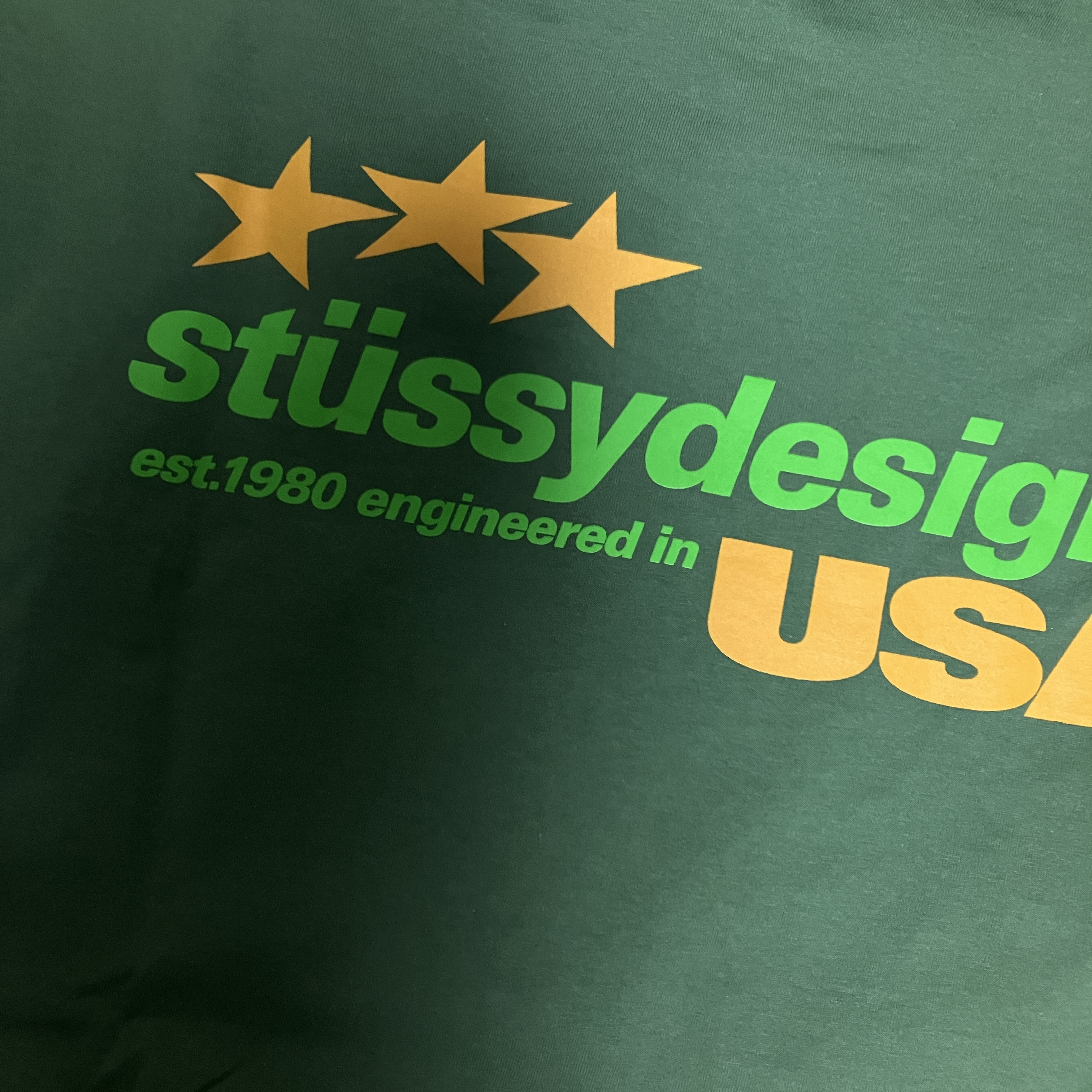 Stussy Designs USA T-Shirt Green 착용 스타일