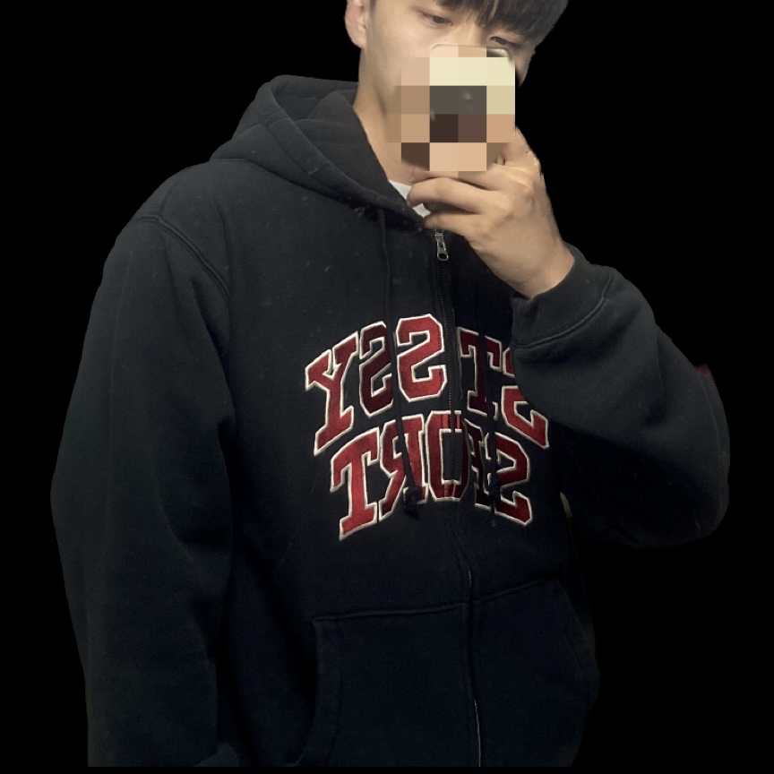 Stussy Sport Zip Hoodie Washed Black 착용 스타일 - 1