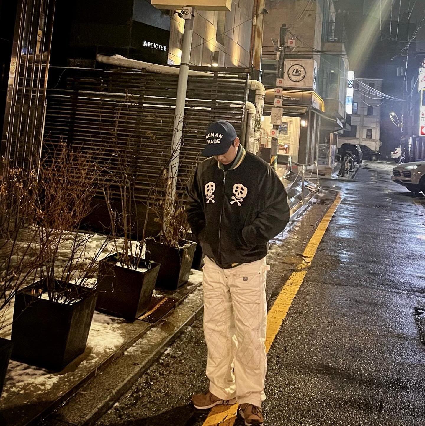 Kapital Velveteen Sulfide Souvenir Rain Skull Jacket Black, Kapital Thin Canvas Lumbar Pants Kinari 착용 스타일 - 1