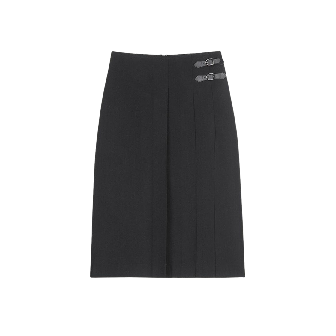 (W) Dunst Belted Pleats Long Skirt Black 상세 이미지 1