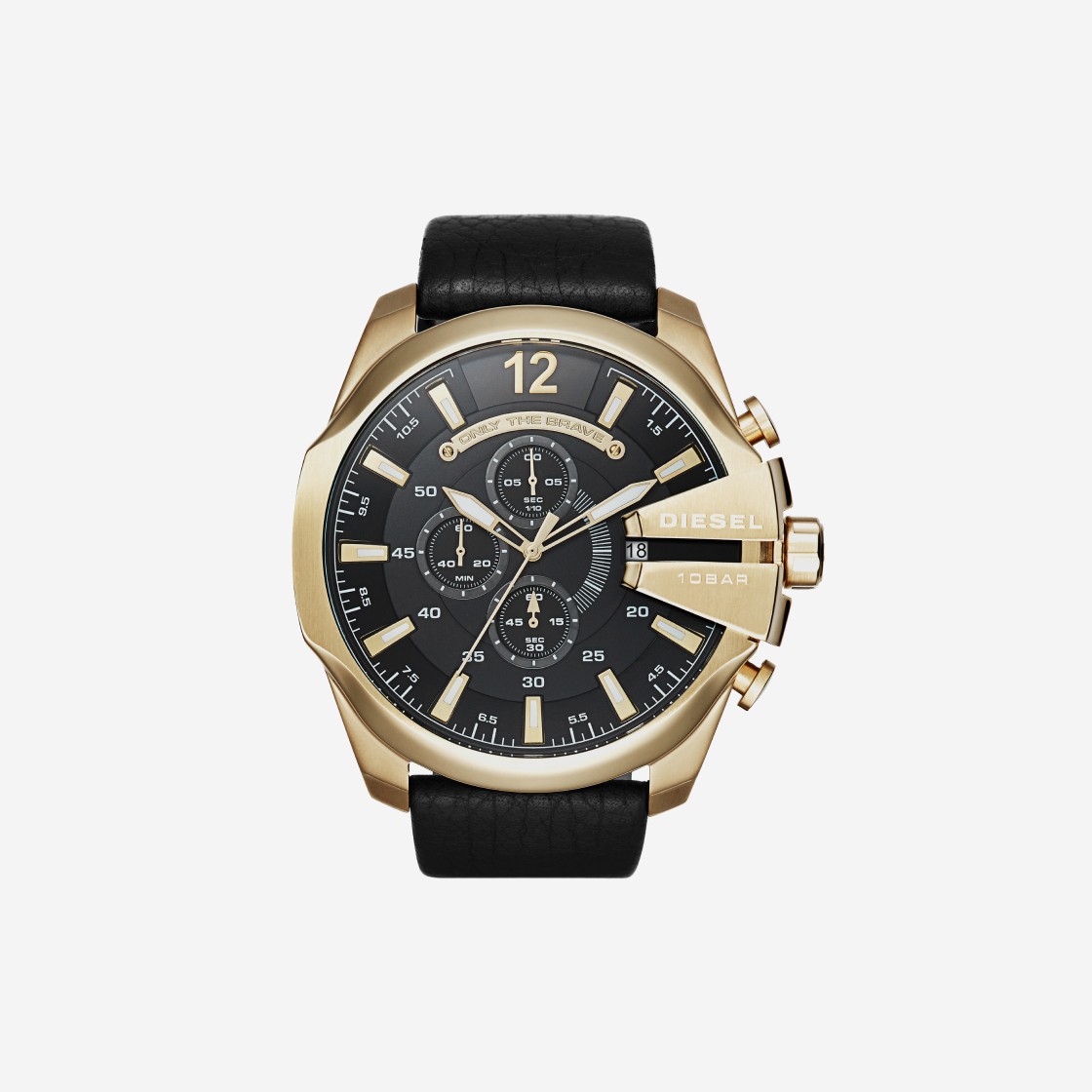 Diesel DZ4344 Mega Chief Quartz Analog 51mm Gold Leather Black 상세 이미지 1