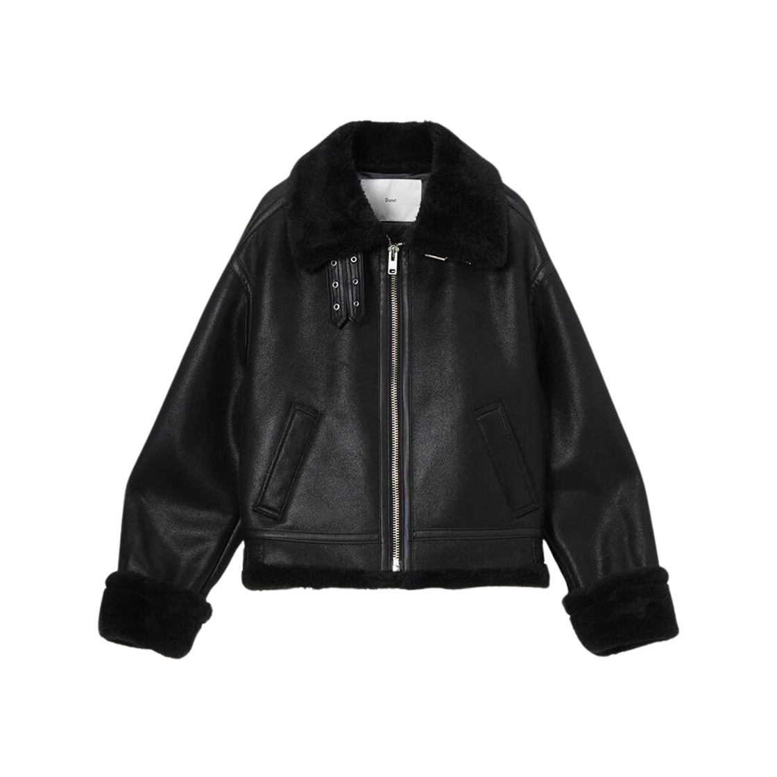 Dunst Loose Fit Line Shearling Jacket Black 상세 이미지 1