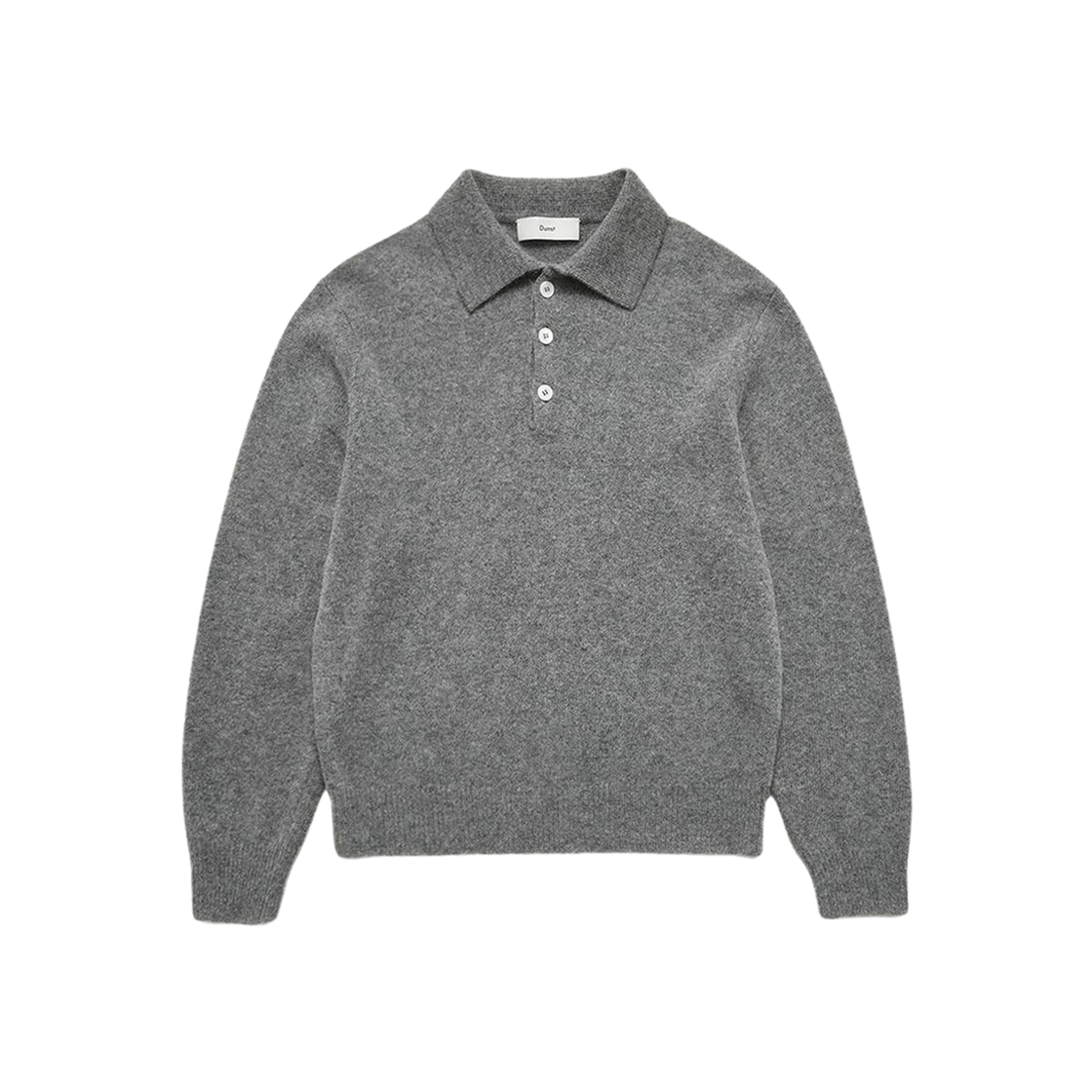 Dunst Collared Baby Alpaca Sweater Melange Grey 상세 이미지 1