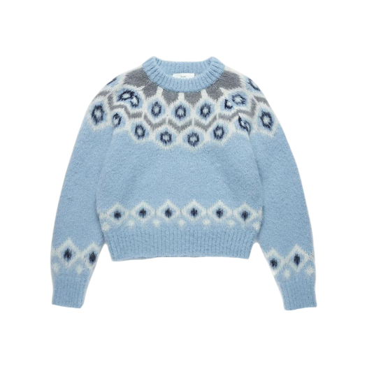 던스트 베이비 알파카 페어 아일 스웨터 소프트 블루