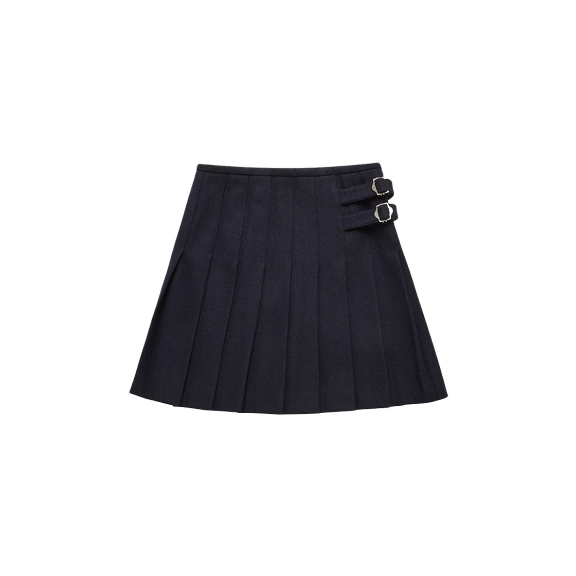 (W) Dunst Buckle Pleats Mini Skirt Solid Navy 상세 이미지 1