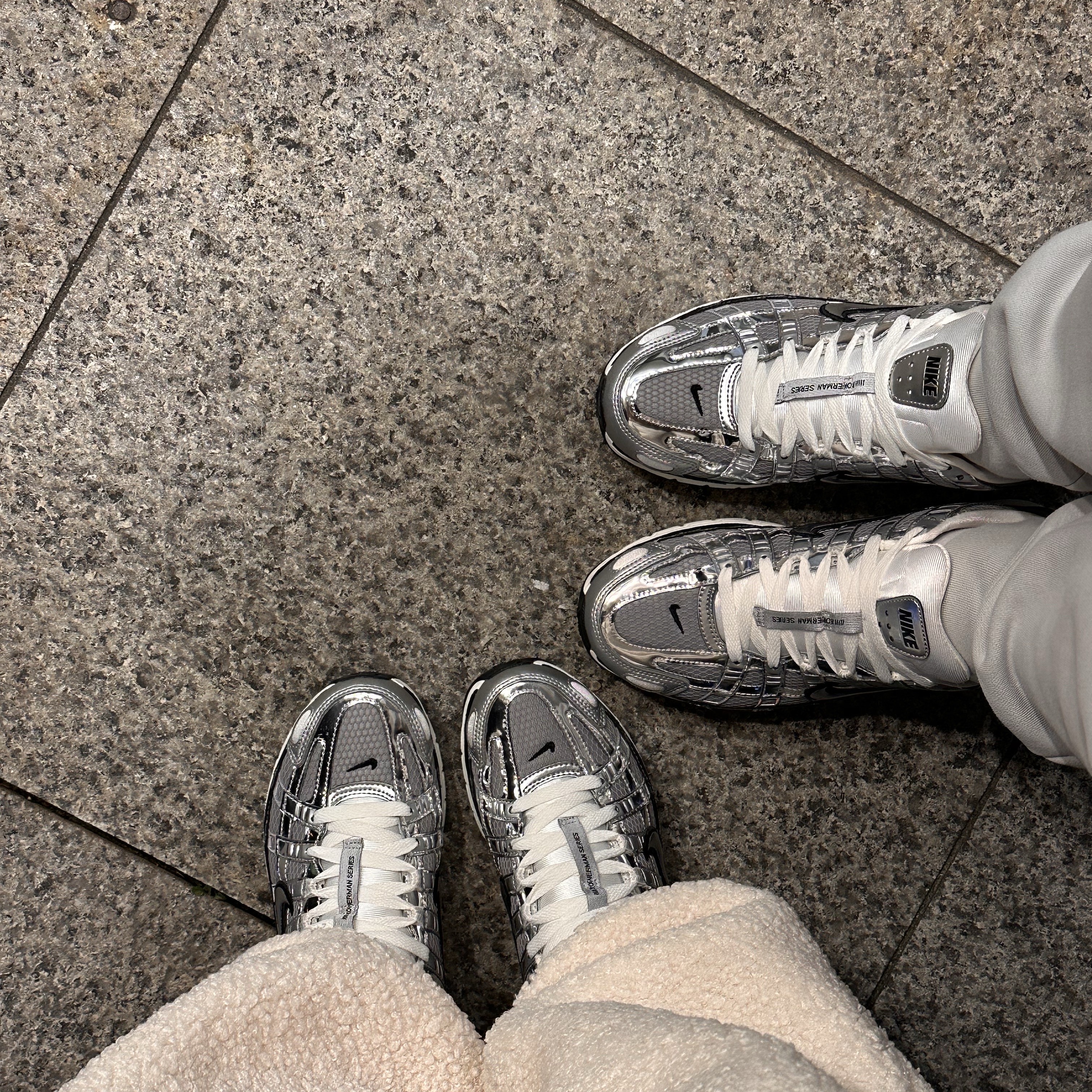 Nike P-6000 Metallic Silver 착용 스타일