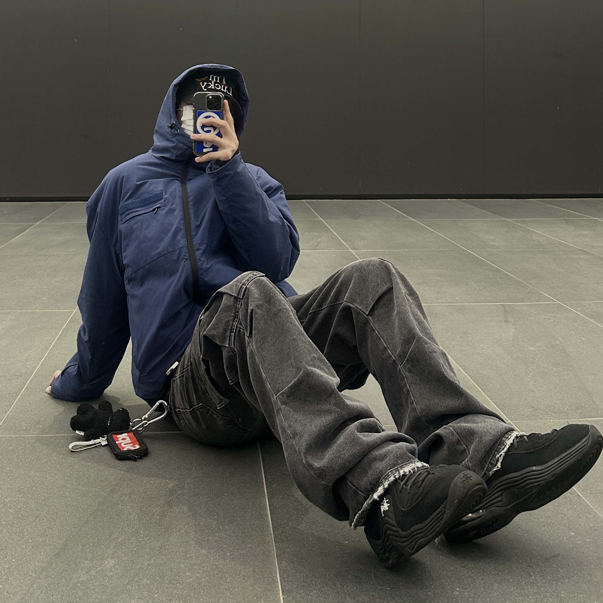 Human Made Military Card Case Black, Nike x Stussy Air Penny II Black 착용 스타일