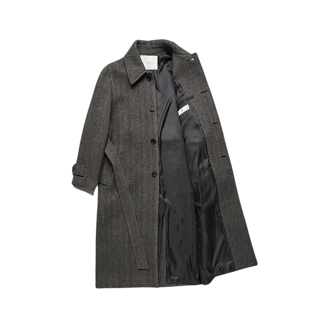 Dunst Belted Wool Mac Coat Charcoal Herringbone 상세 이미지 3