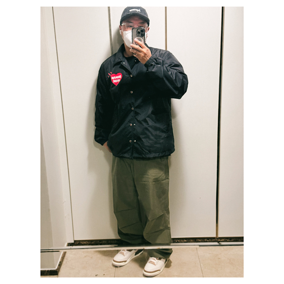 Human Made Coach Jacket Black, Supreme Houndstooth Wool Camp Cap Black - 23FW 착용 스타일 - 2