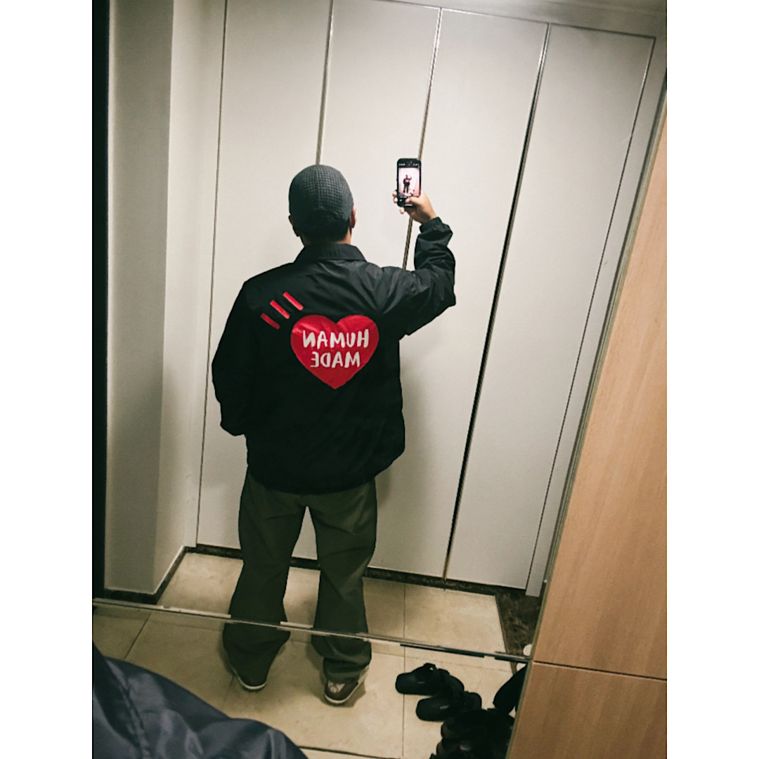 Human Made Coach Jacket Black, Supreme Houndstooth Wool Camp Cap Black - 23FW 착용 스타일 - 1