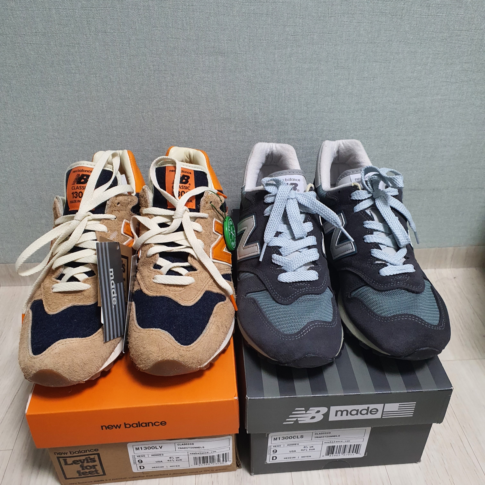 New Balance x Levi's 1300 Made in USA (Levi's Tag), New Balance 1300 Made in USA Steel Blue - D Standard 착용 스타일