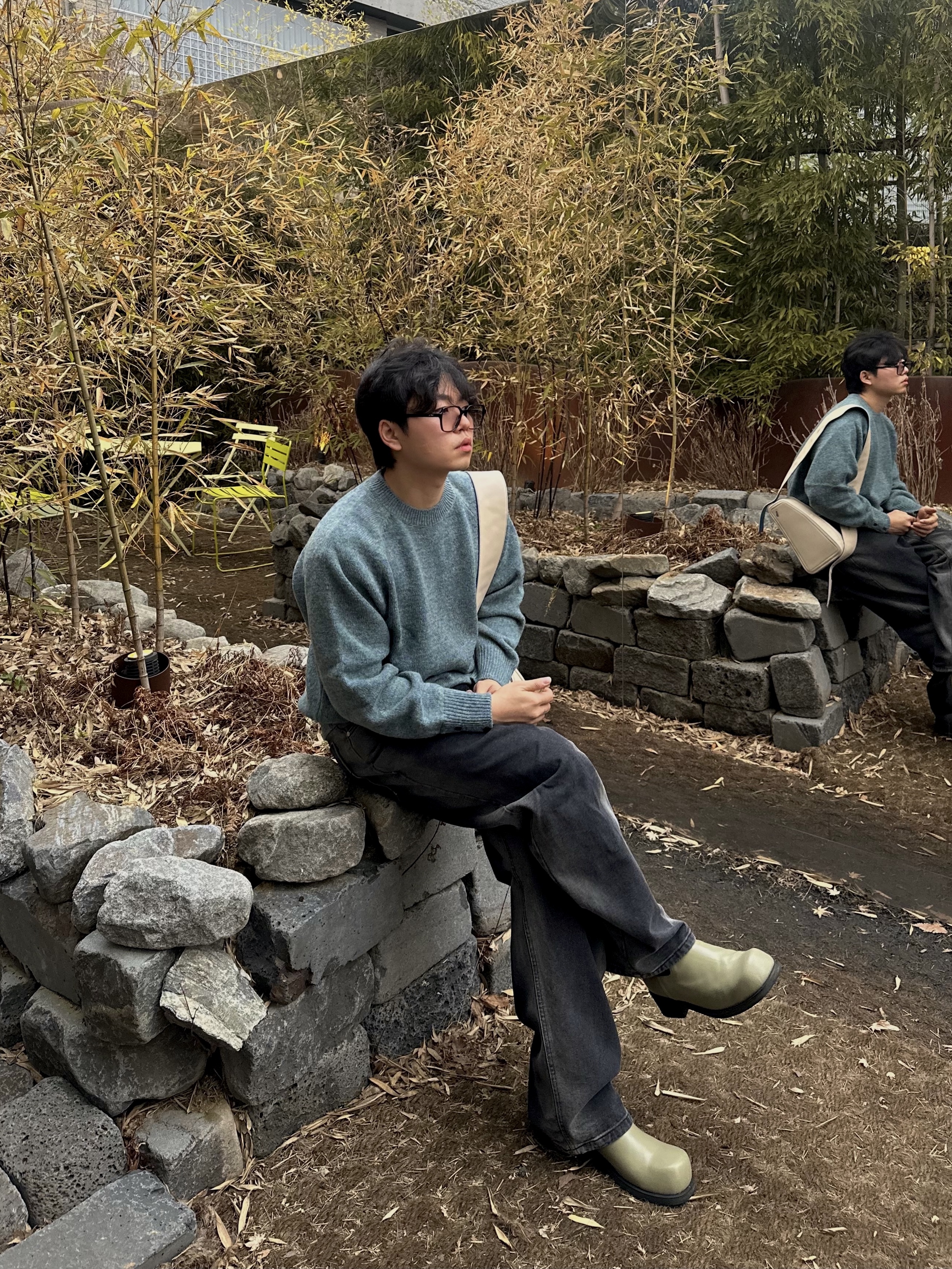 Gentle Monster Kubo 01 Black 착용 스타일 - 1