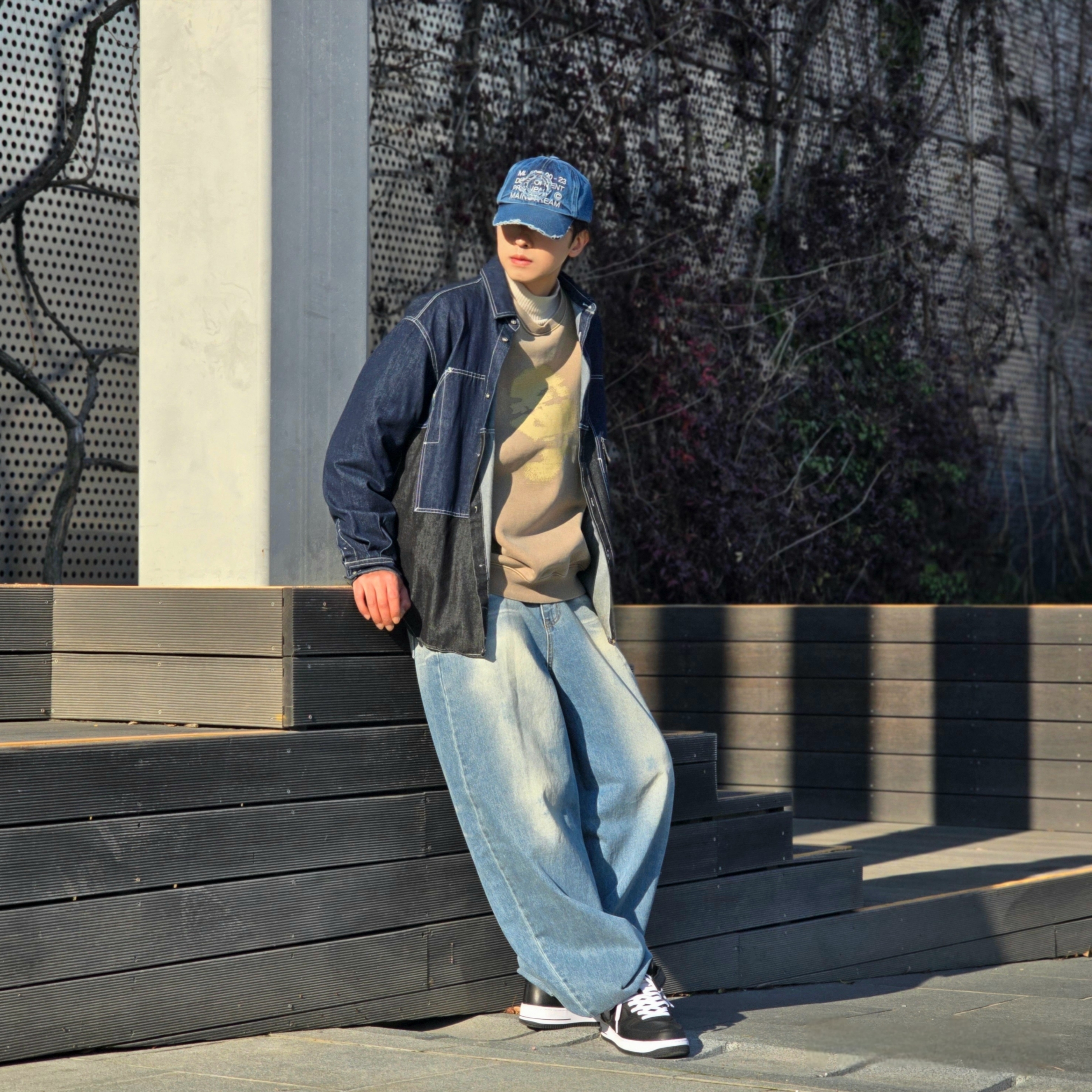 Nike x Stussy Air Force 1 '07 Mid SP Black, Millo Archive Core Denim Ball Cap Washed Blue 착용 스타일 - 6