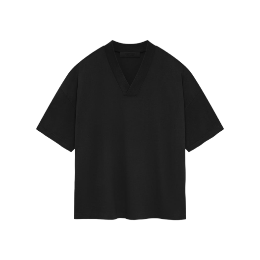 에센셜 브이넥 티셔츠 제트 블랙 - 24SS