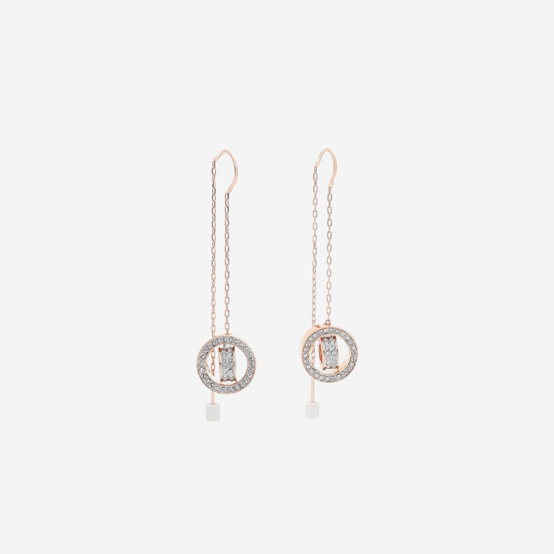 (W) Swarovski Hollow Drop Earrings White Rose Gold Plated 상세 이미지 1