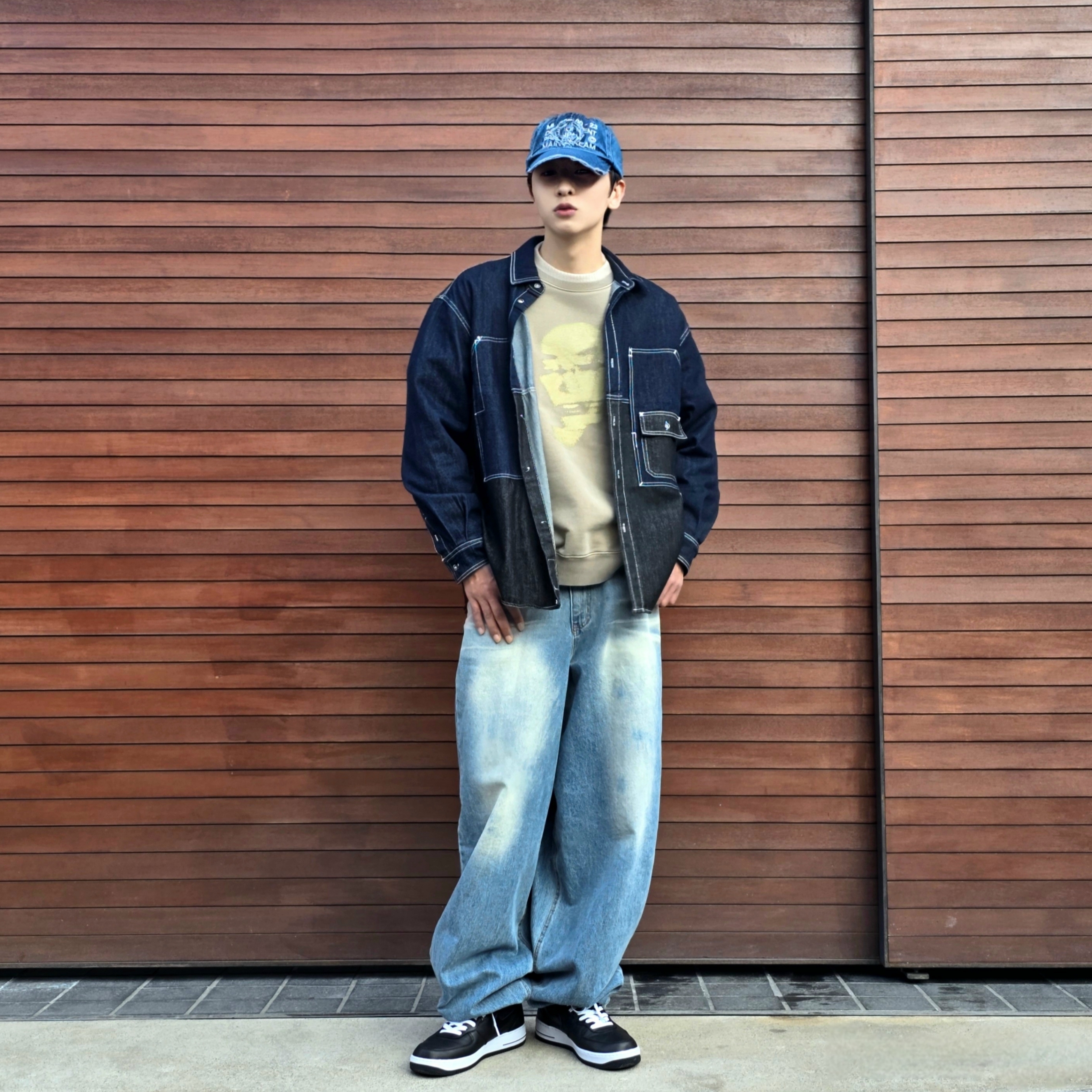 Nike x Stussy Air Force 1 '07 Mid SP Black, Millo Archive Core Denim Ball Cap Washed Blue 착용 스타일 - 1