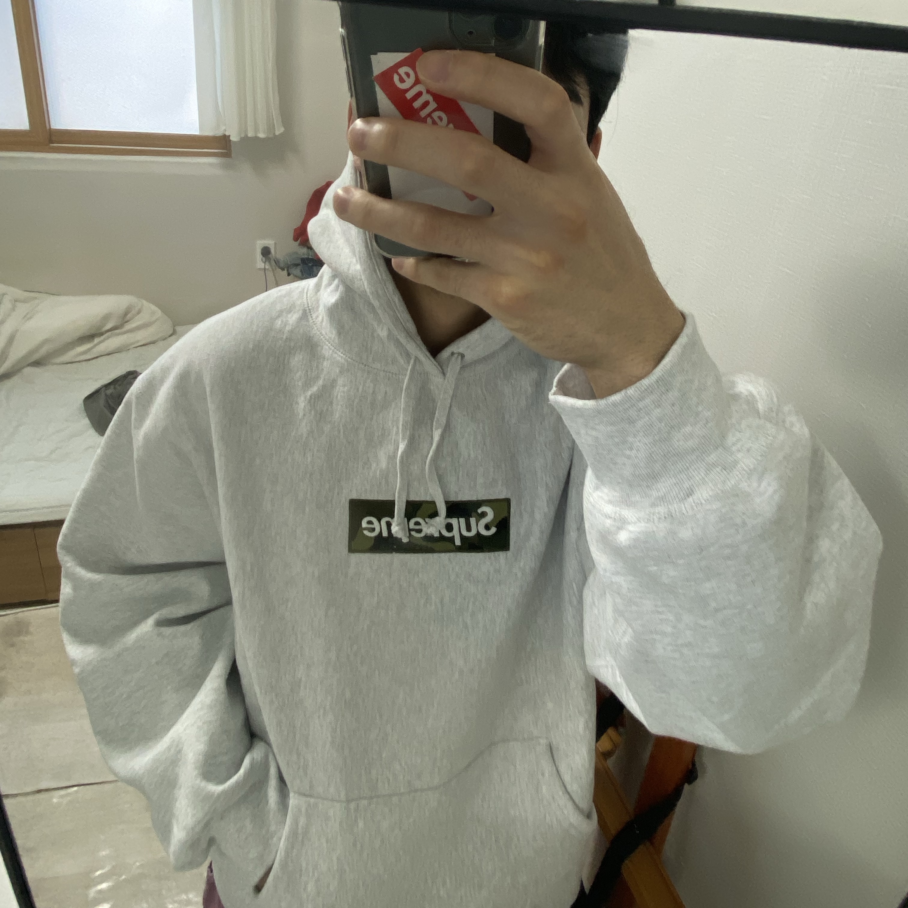 Supreme Box Logo Hooded Sweatshirt Ash Grey - 23FW 착용 스타일