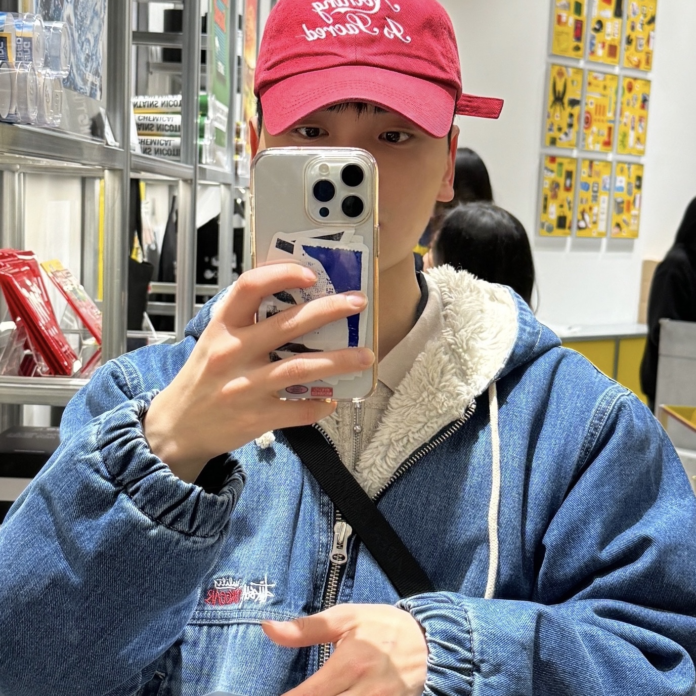 Stussy Denim Sherpa Work Jacket Washed Blue 착용 스타일