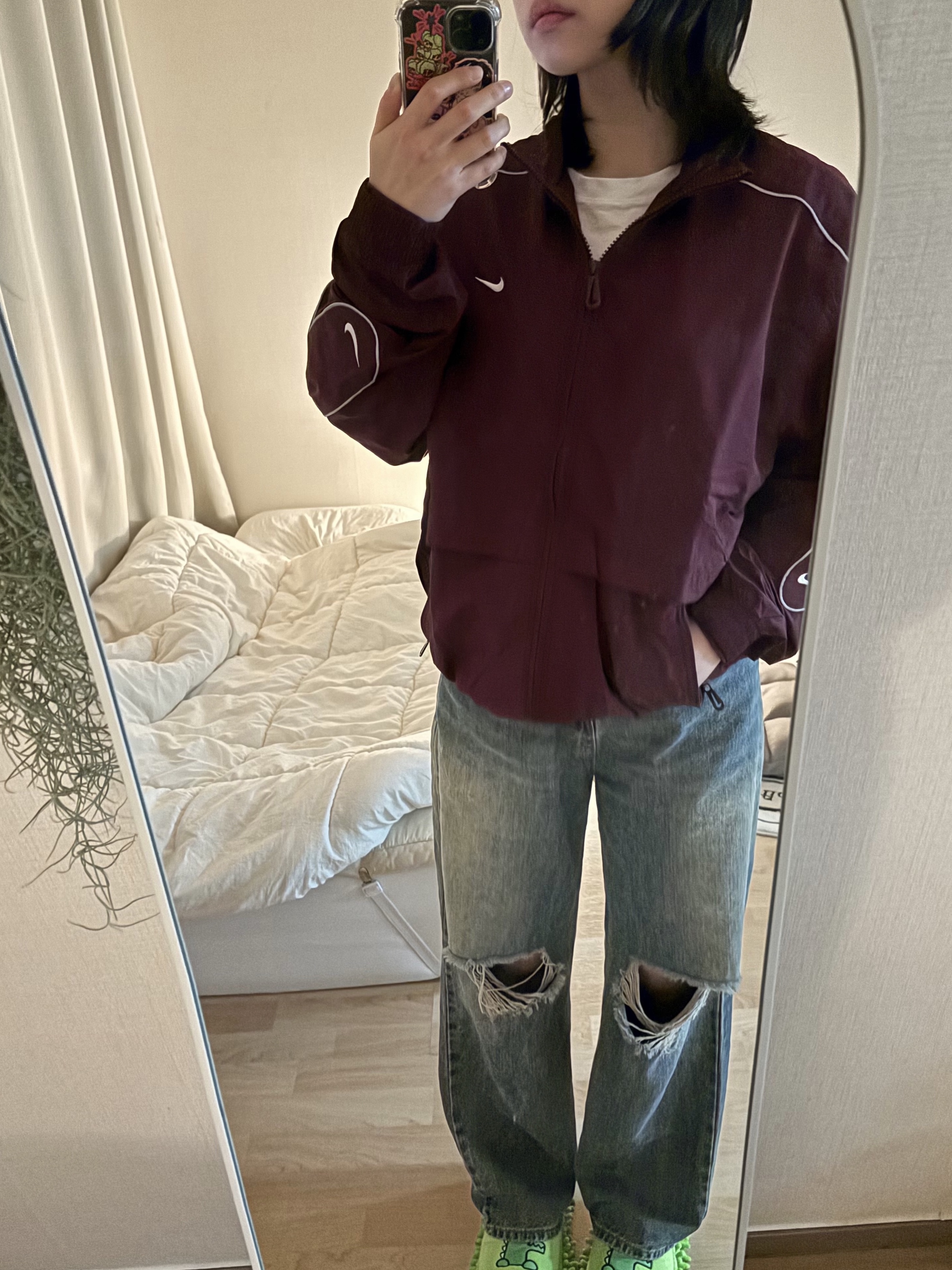 Nike NSW Solo Swoosh Woven Track Jacket Night Maroon - Asia 착용 스타일