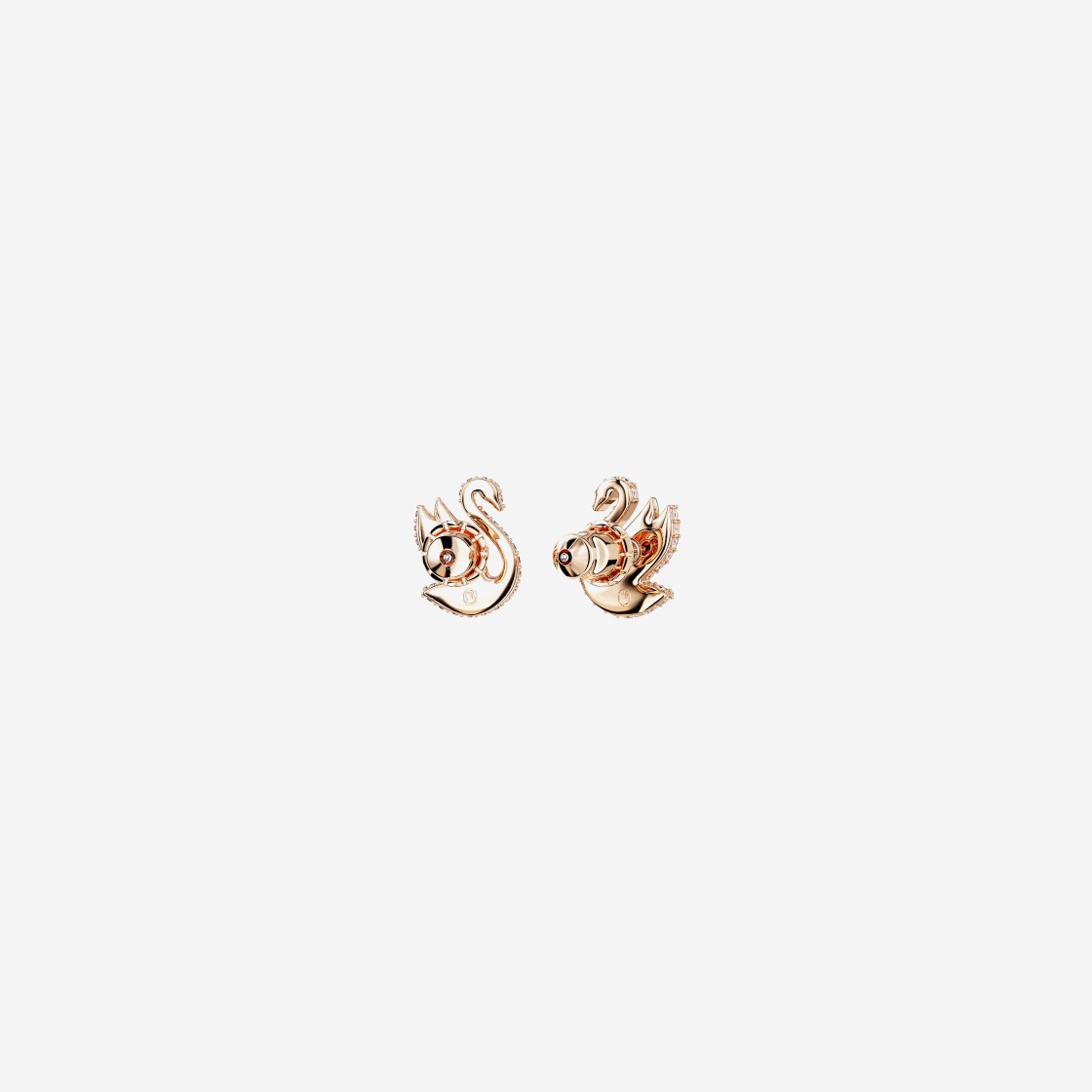 (W) Swarovski Iconic Swan Stud Earrings Green Rose Gold Plated 상세 이미지 4