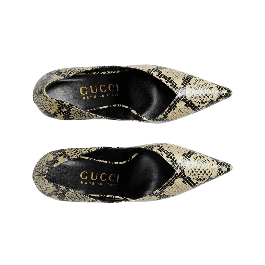 (W) 구찌 파이톤 프린트 미드힐 펌프스 베이지((W) Gucci Python Print Mid-Heel Pumps Beige) - 2