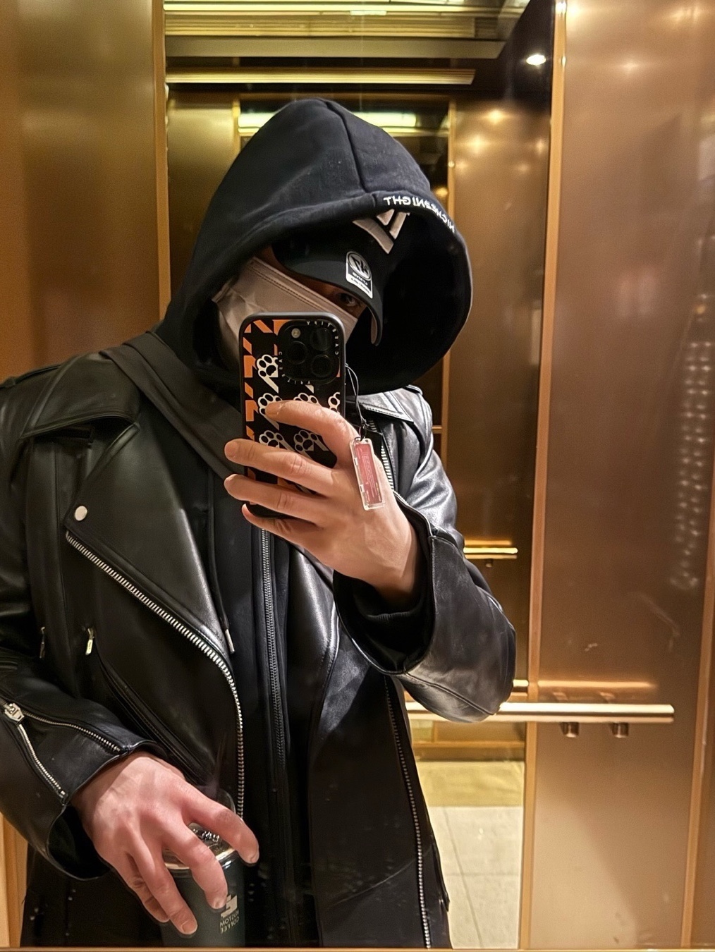 Full of Ssun Gunpocket Leather Jacket Grey, Martine Rose Leather Rider Jacket Black 착용 스타일 - 5