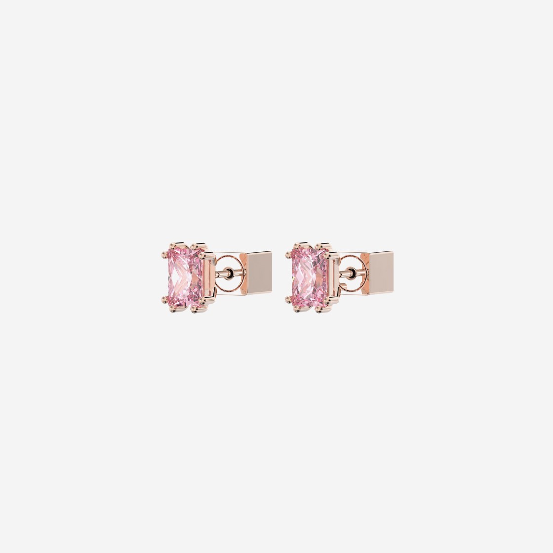 (W) Swarovski Stilla Stud Earrings Pink Rose Gold Plated 상세 이미지 3