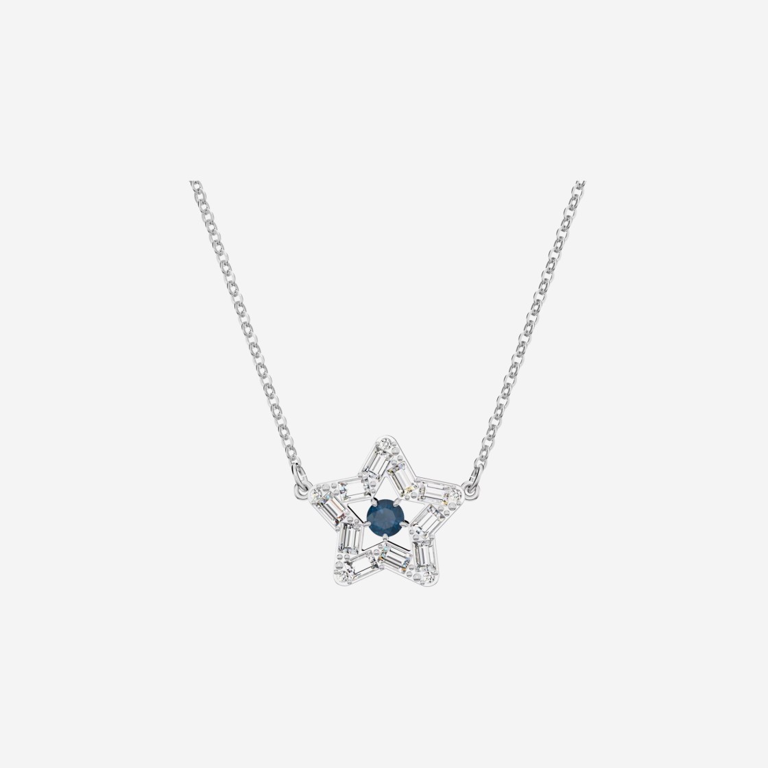 (W) Swarovski Stella Pendant Blue Rhodium Plated 상세 이미지 2