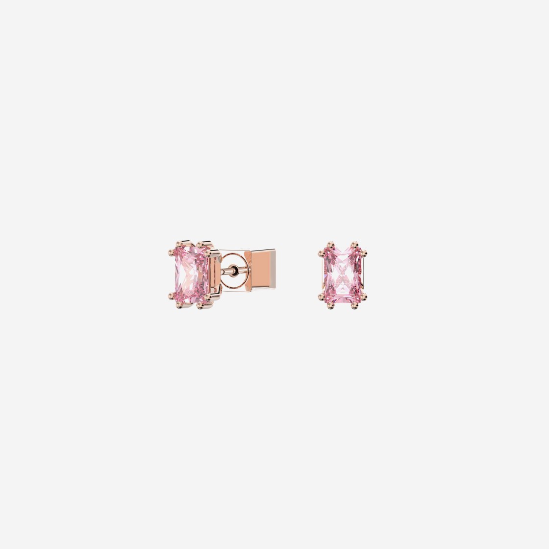 (W) Swarovski Stilla Stud Earrings Pink Rose Gold Plated 상세 이미지 2