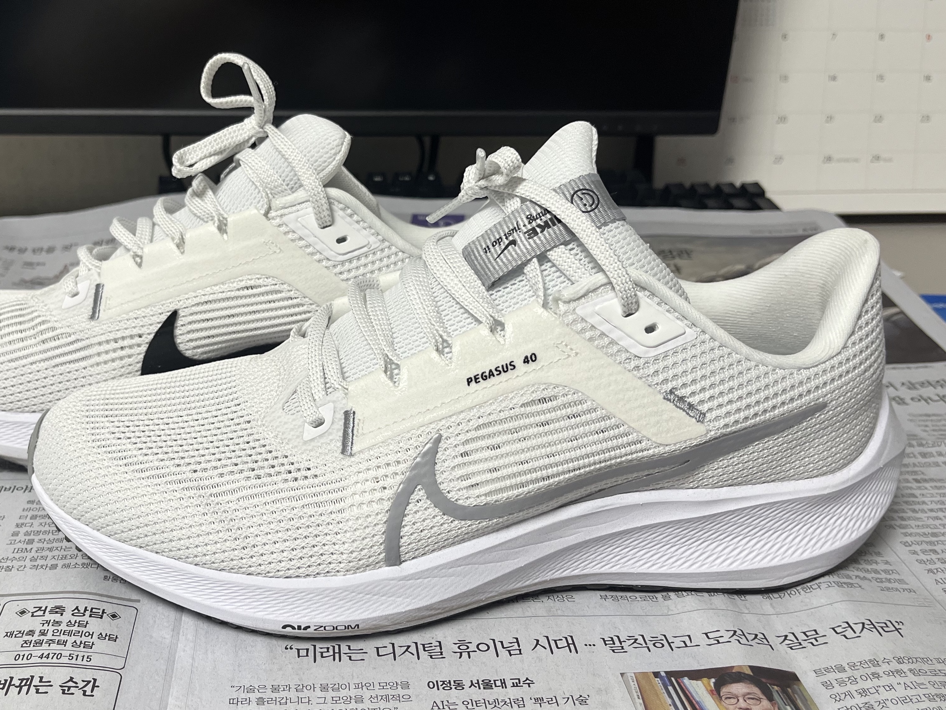 Nike Air Zoom Pegasus 40 White Wolf Grey 착용 스타일 - 2