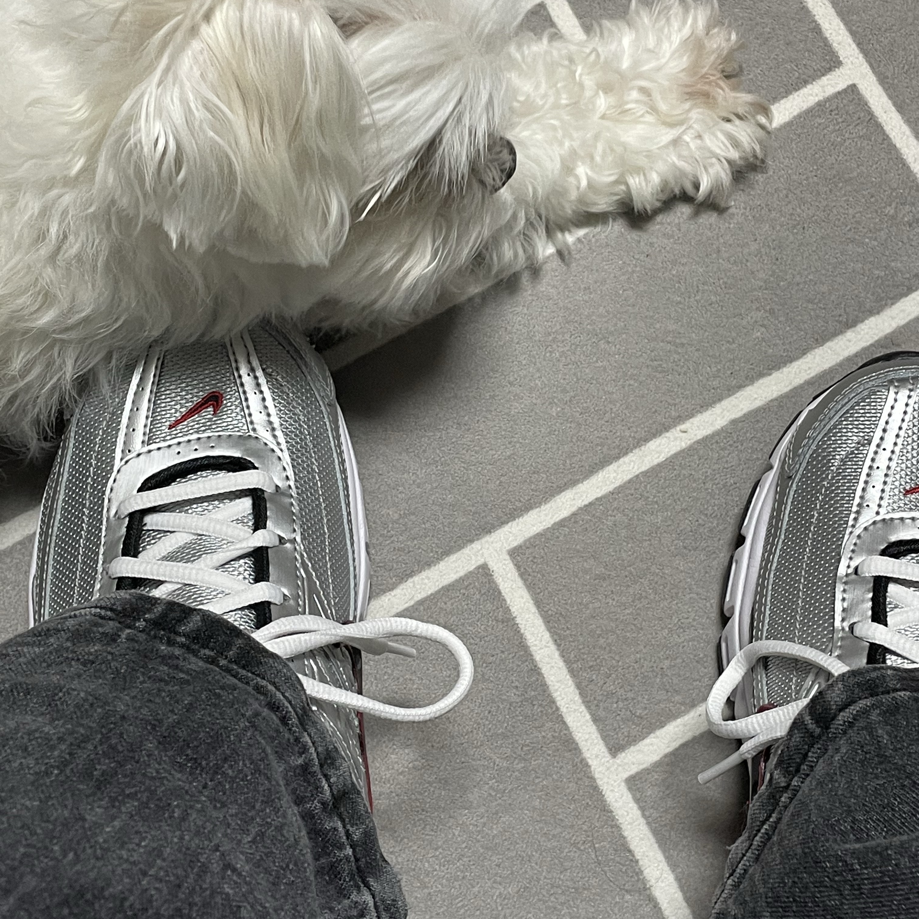 Nike Initiator Metallic Silver Black 착용 스타일