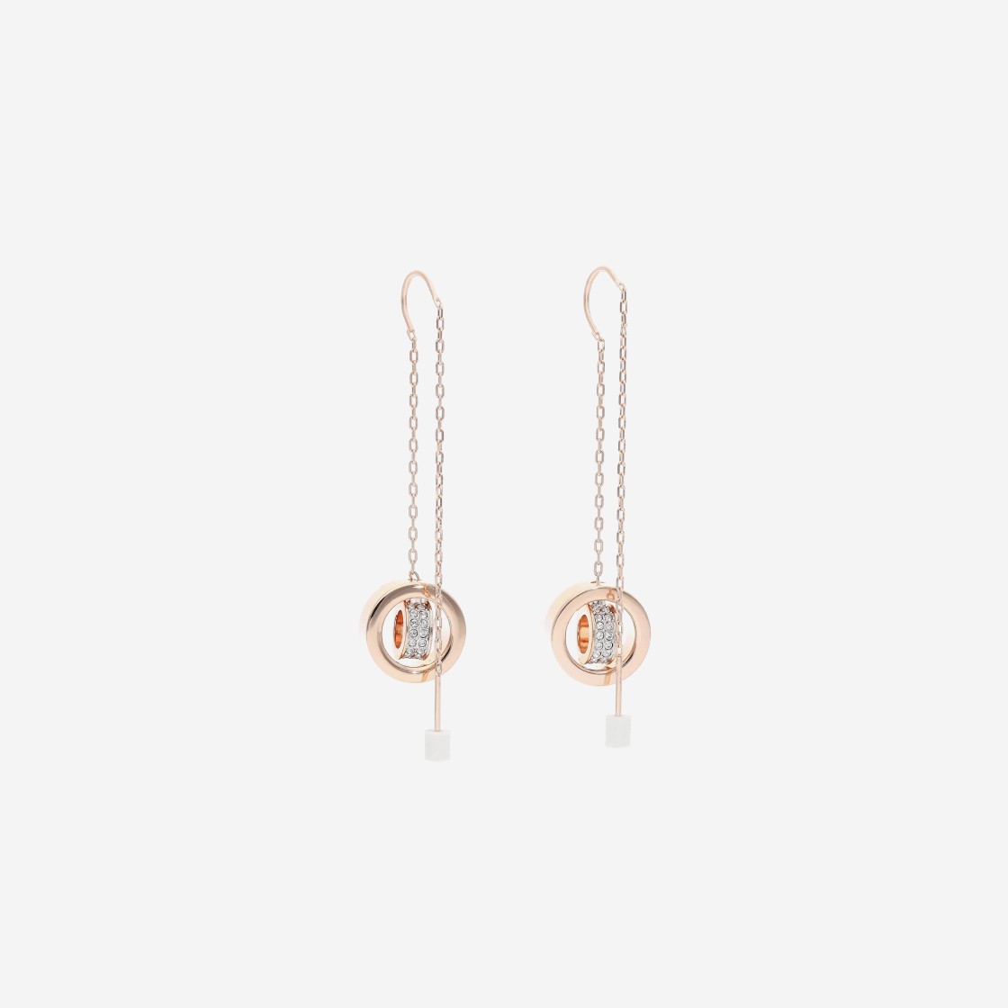 (W) Swarovski Hollow Drop Earrings White Rose Gold Plated 상세 이미지 2