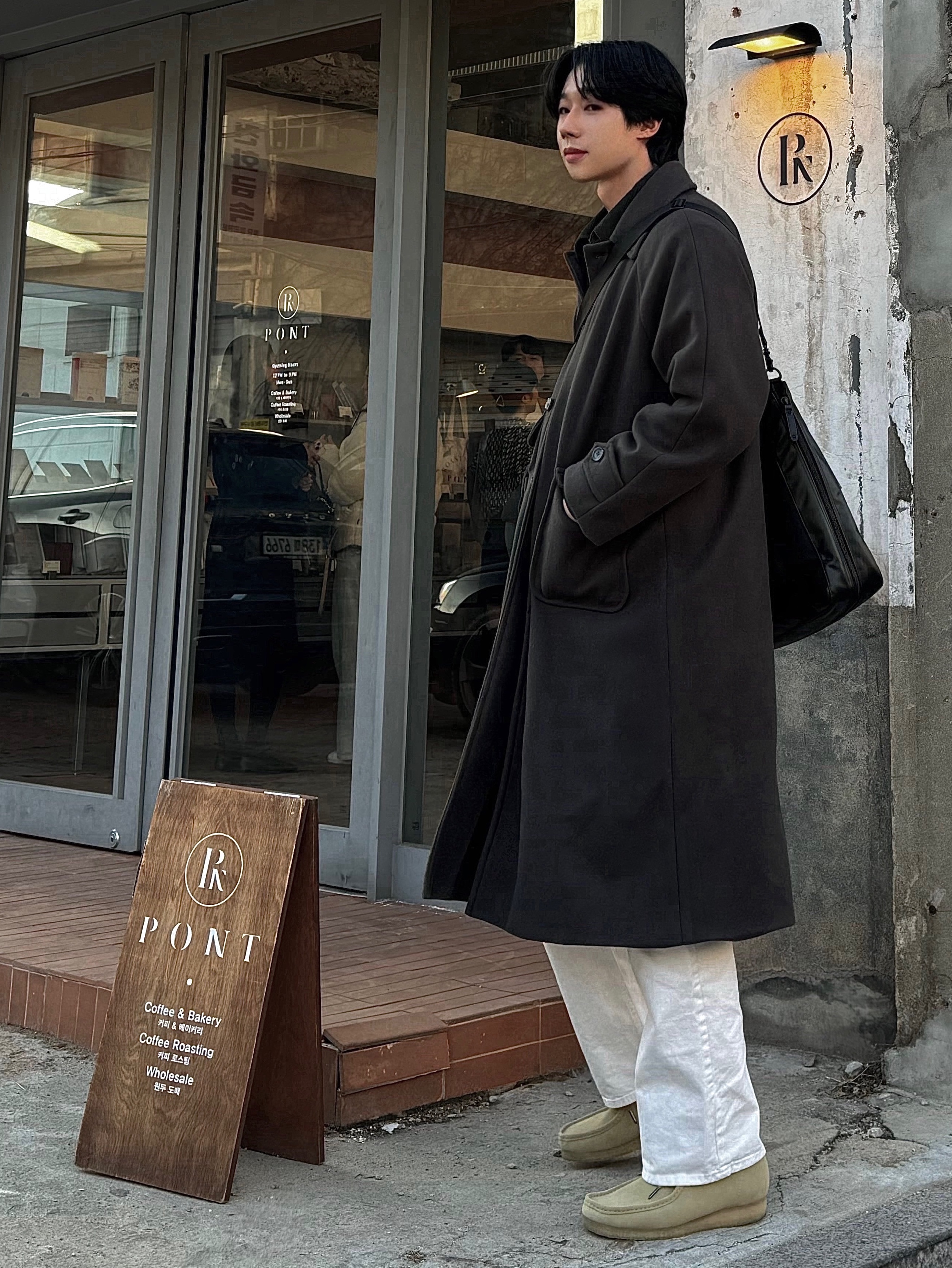 Clarks Wallabee Maple Suede, Porter Heat 2Way Tote Bag Black 착용 스타일