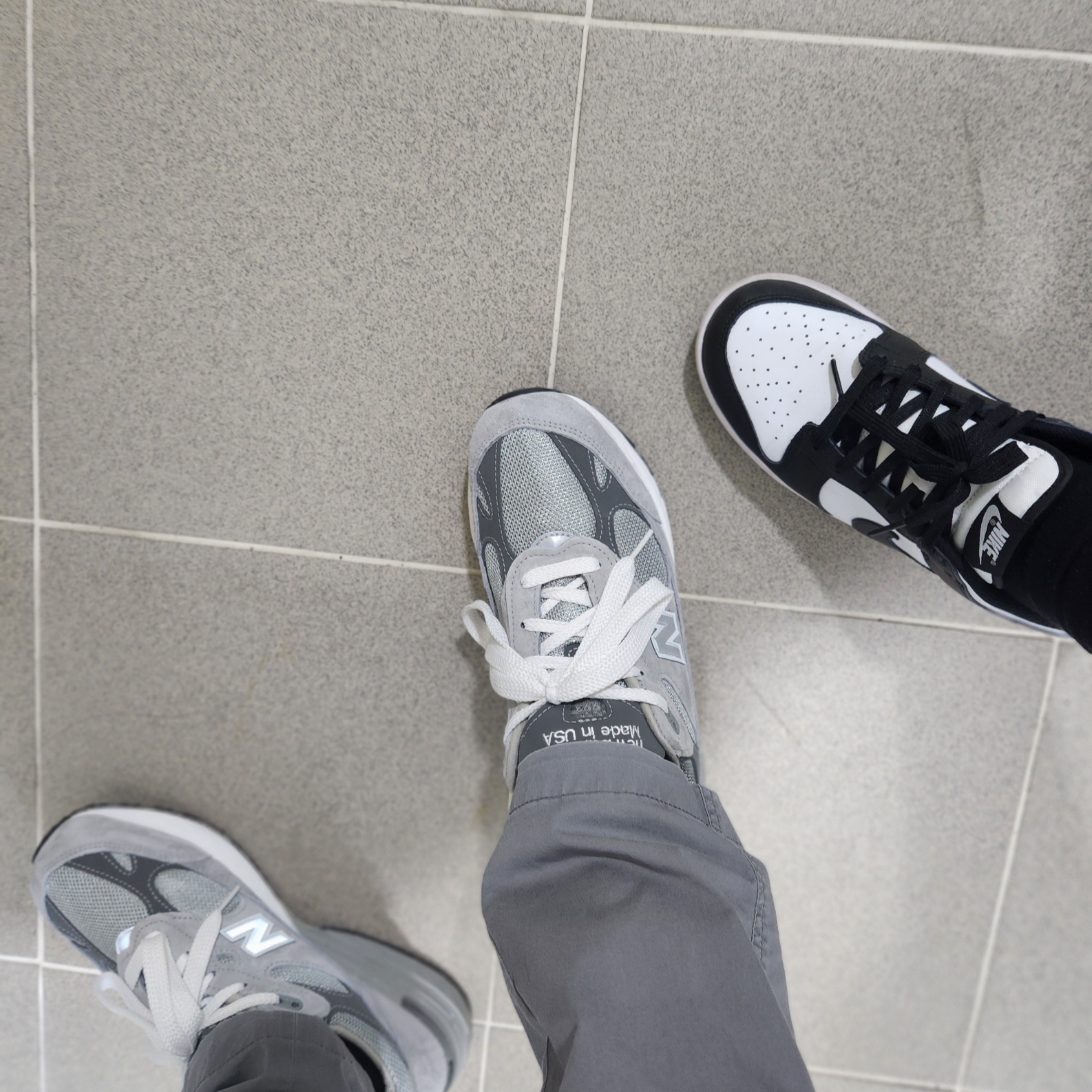 (W) New Balance 993 Made in USA Grey - B Standard, (W) Nike Dunk Low Black 착용 스타일
