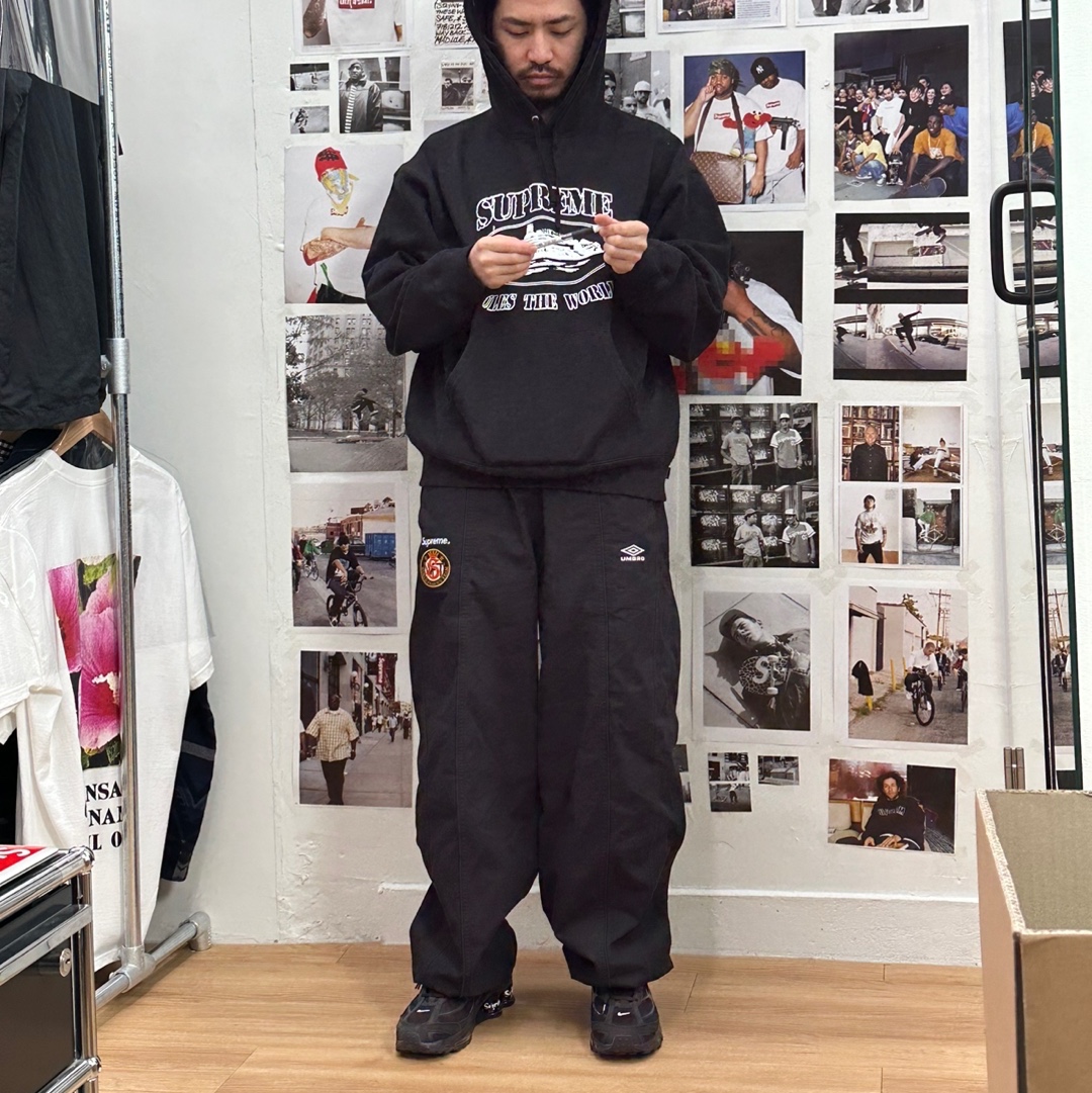 Supreme x Corteiz Rules The World Hoodie Black - 23FW, Nike x Supreme Shox Ride 2 SP Black 착용 스타일