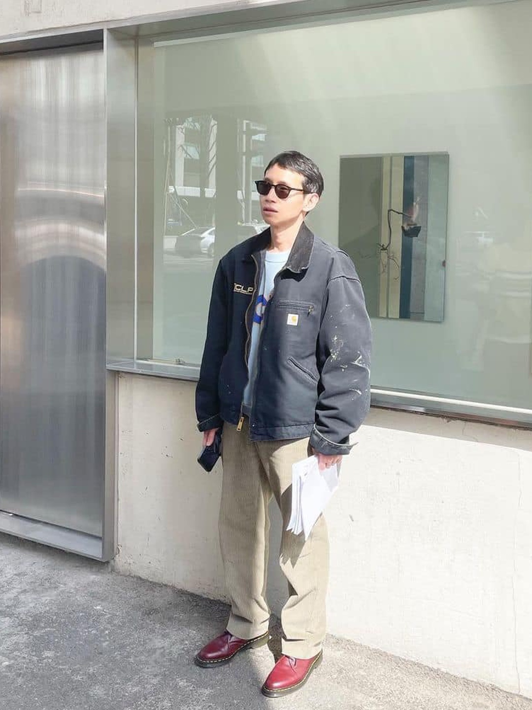 Carhartt WIP Organic Cotton Dearborn Canvas Detroit Jacket Black Rigid - Spring, Carhartt WIP Organic Cotton Dearborn Canvas Detroit Jacket Zeus Rigid - Spring 착용 스타일 - 3