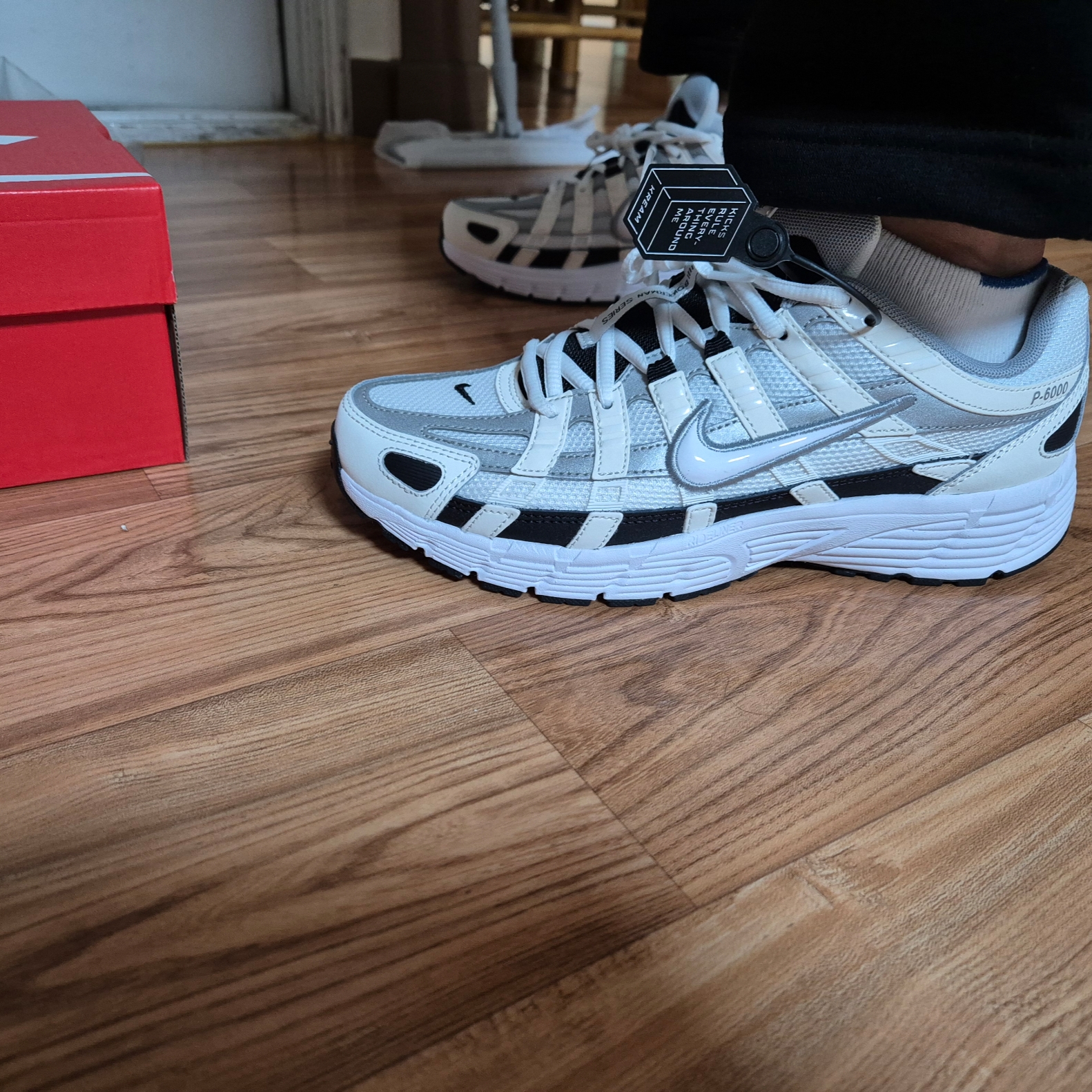 Nike P-6000 Sail Wolf Grey 착용 스타일 - 3