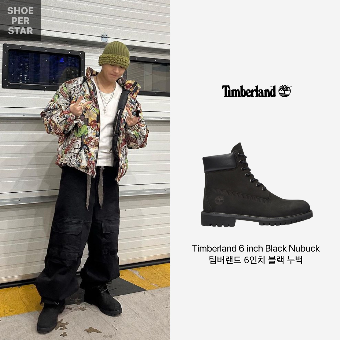 Timberland Premium 6 inch Waterproof Boot Black Nubuck - Wide 착용 스타일 - 1