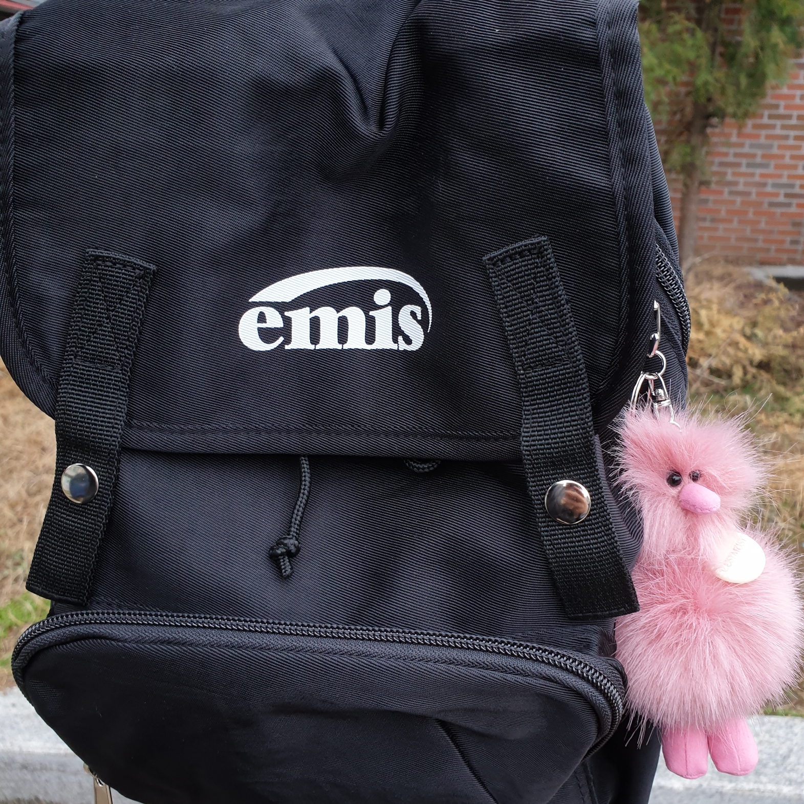 Emis Logo Mini Backpack Black 착용 스타일