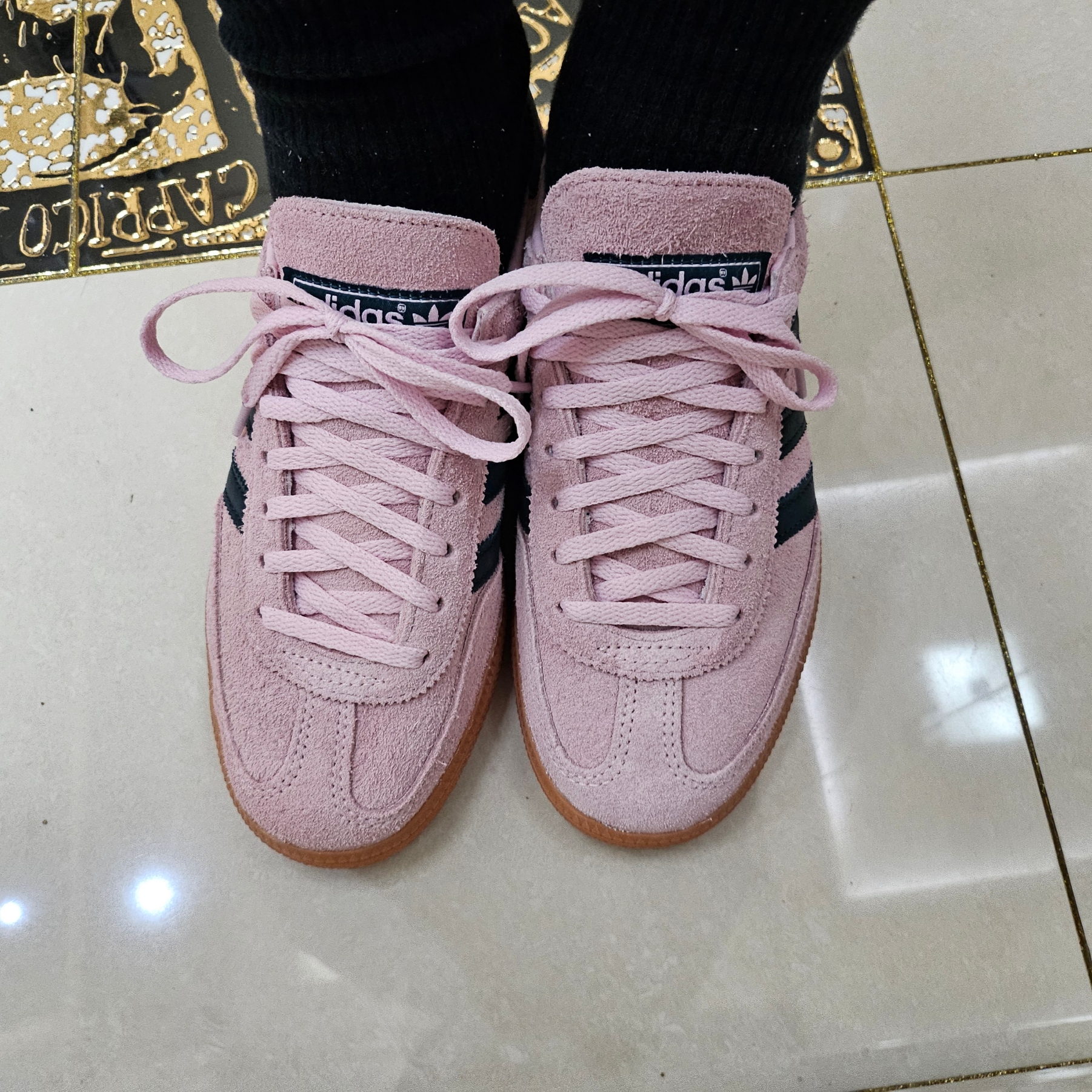 (W) Adidas Spezial Handball Clear Pink 착용 스타일 - 2