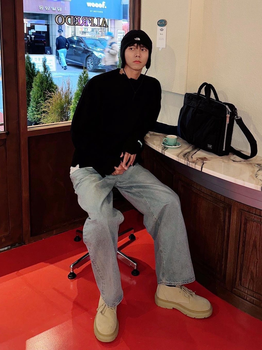 Porta Highlight Washed Denim Blue 착용 스타일 - 3