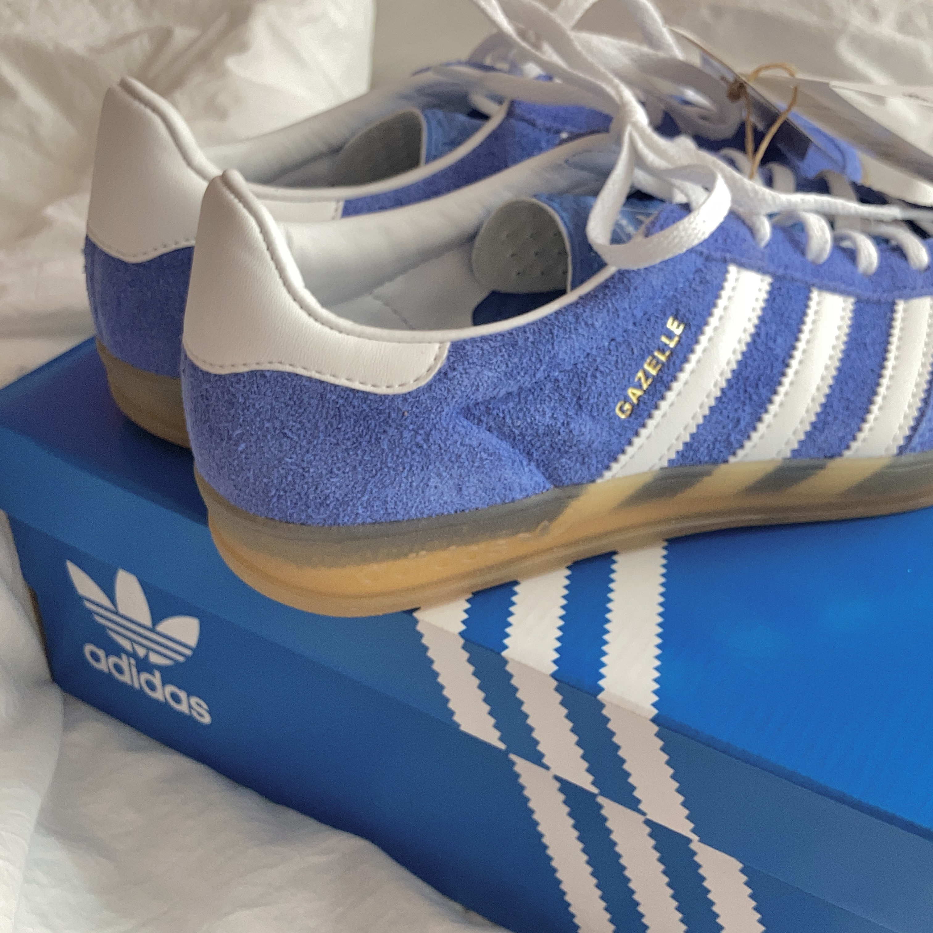 (W) Adidas Gazelle Indoor Blue Fusion Cloud White 착용 스타일 - 3