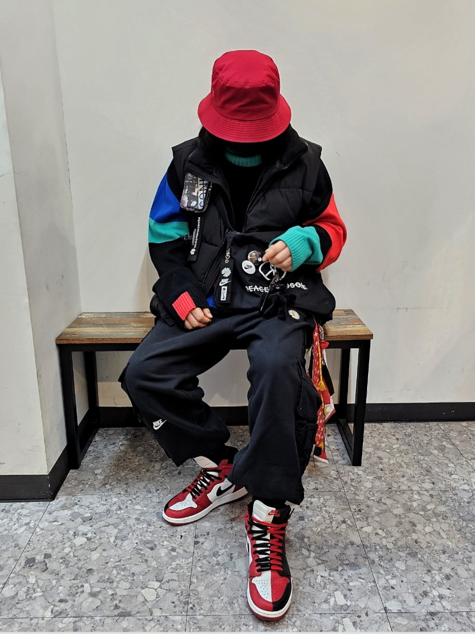 Nike x Peaceminusone Wide Pants Black (DR0096-010), Peaceminusone Leather Wallet #1 Multi 착용 스타일 - 3