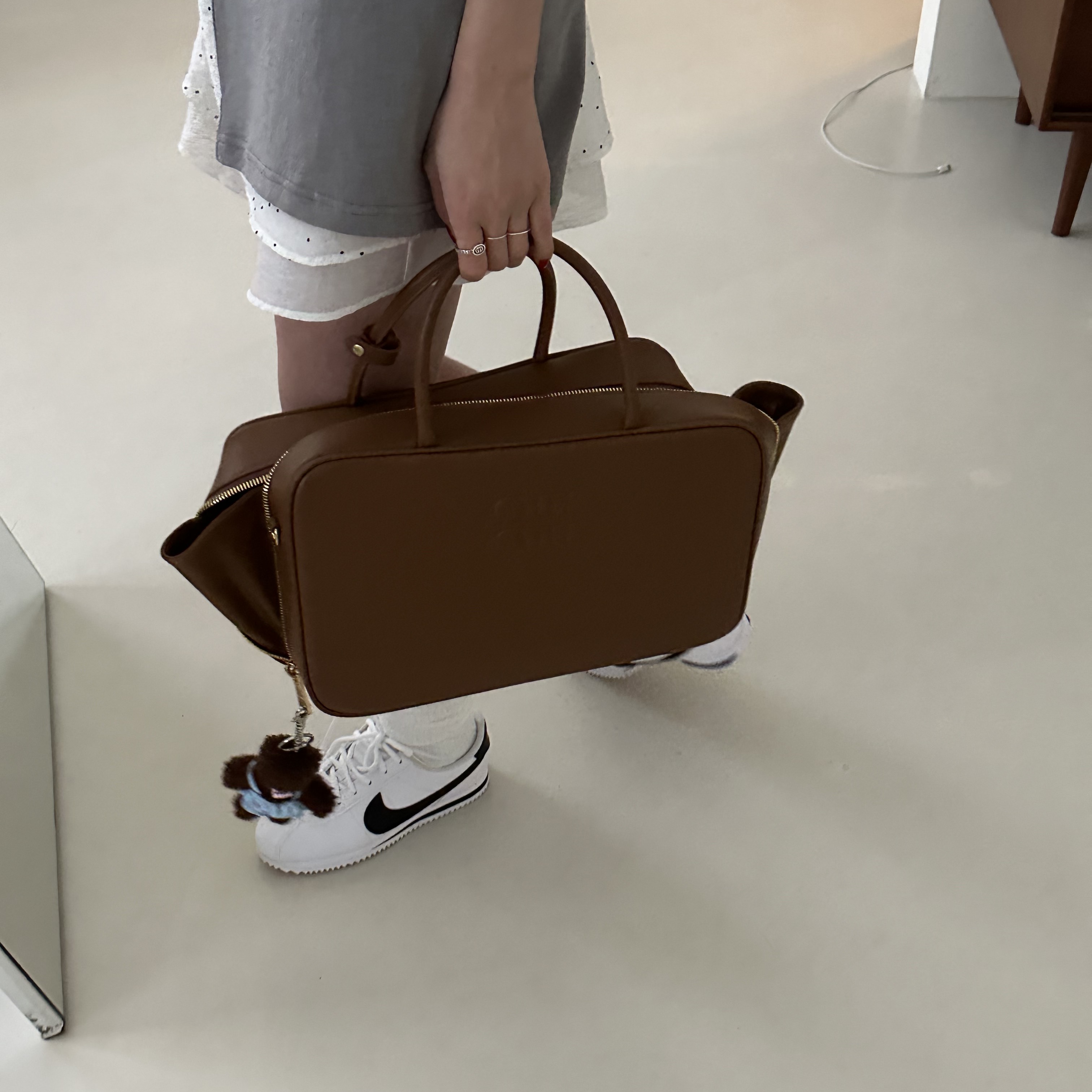 (GS) Nike Cortez Basic SL White Black 착용 스타일 - 2