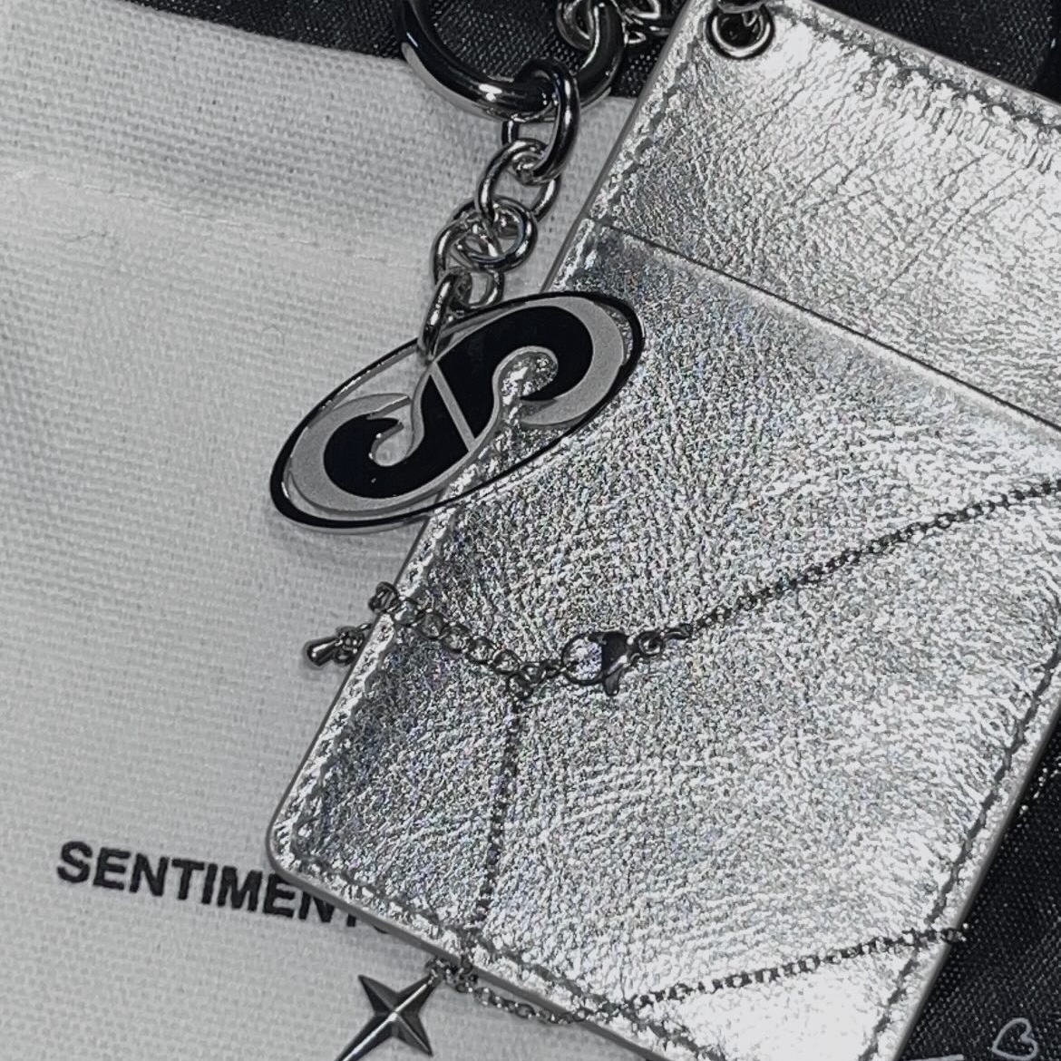 Sentiments No.404 Card Wallet Silver 착용 스타일